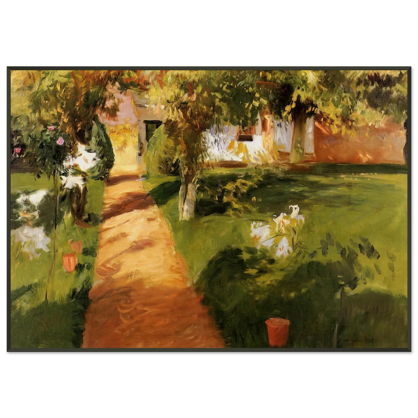 John Singer Sargent  Millets Garden Framed Art Print  - Aluminum Frame - 21x29.7 cm / 8x12"