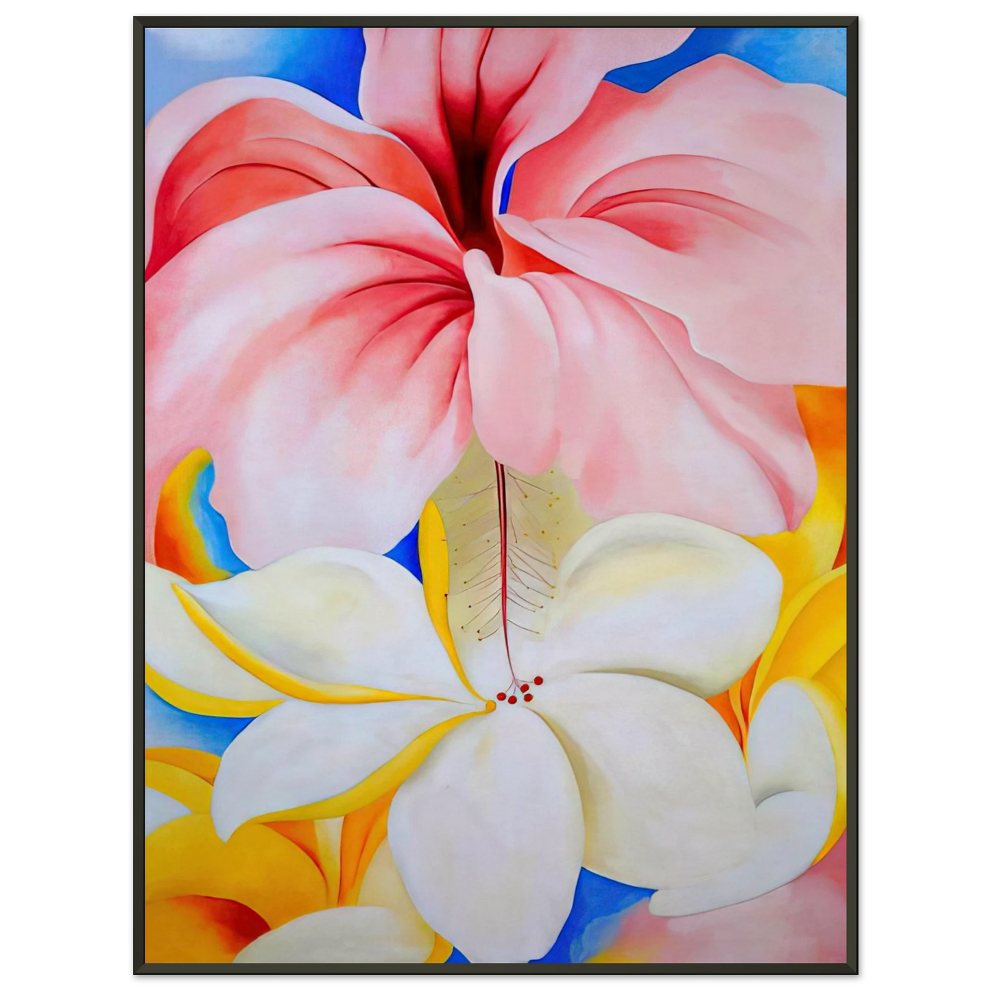 Georgia OKeeffe Hibiscus with Plumeria Framed Art Print - Aluminum Frame - 70x100 cm / 28x40 inches