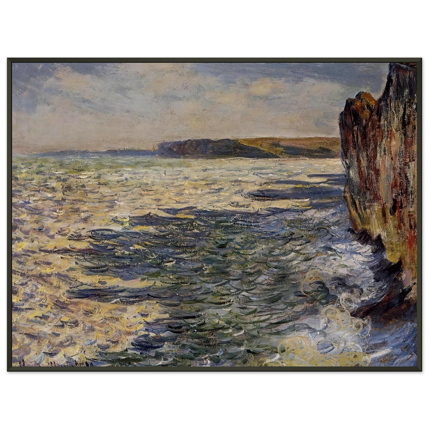 claude monet Waves and Rocks at Pourville Framed Art Print - Aluminum Frame - 60x80 cm / 24x32 inches