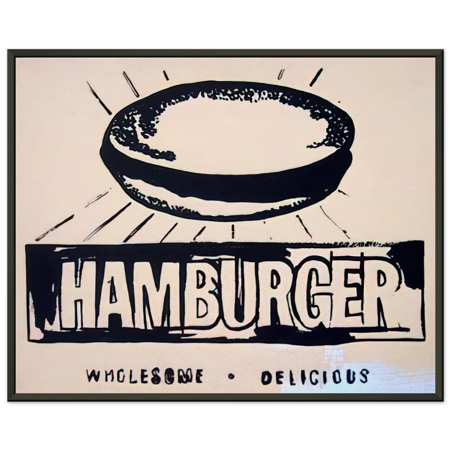 Andy Warhol Hamburger beige Framed Art Print - Aluminum Frame - 60x80 cm / 24x32 inches