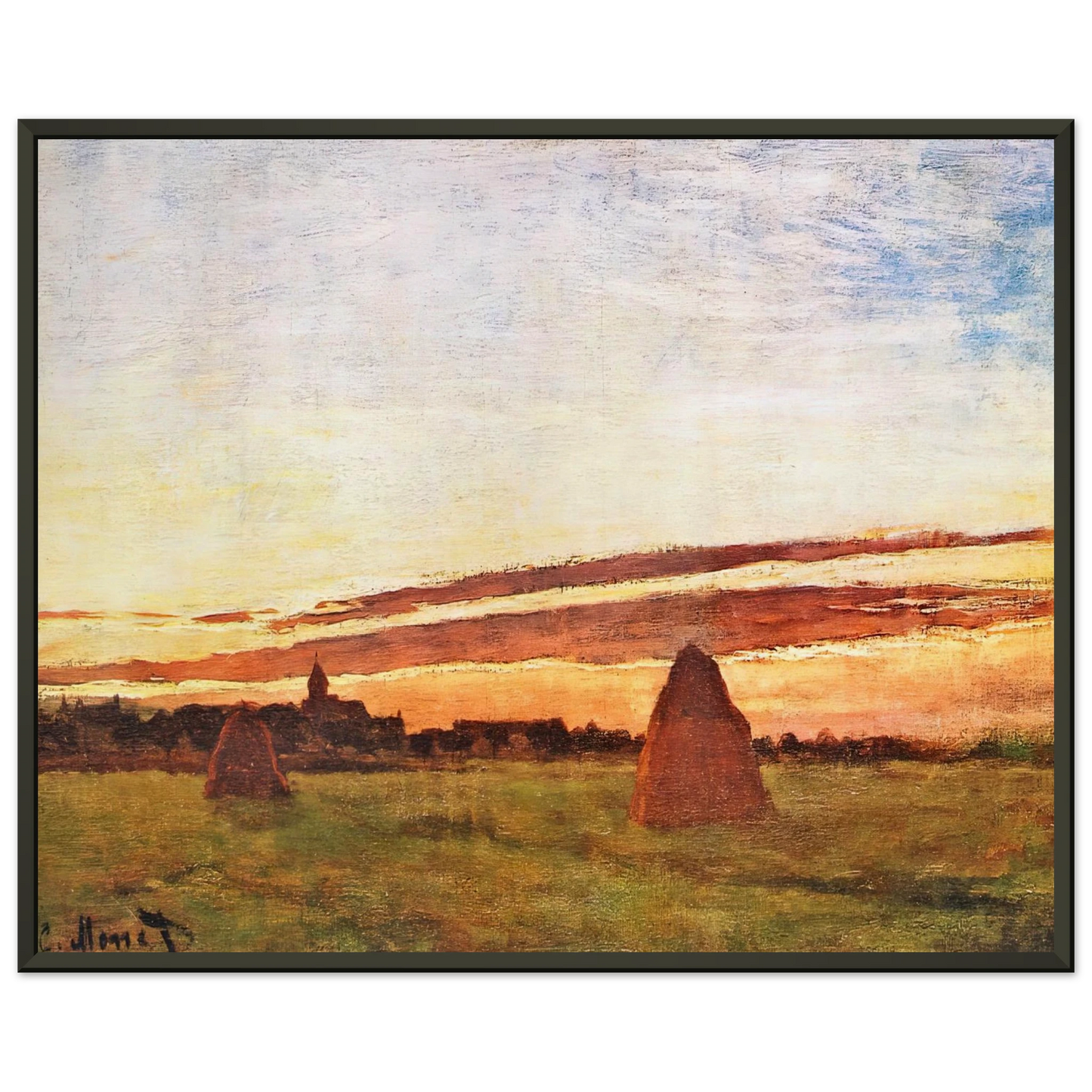 claude monet Haystacks at Chailly Framed Art Print - Aluminum Frame - 60x80 cm / 24x32 inches