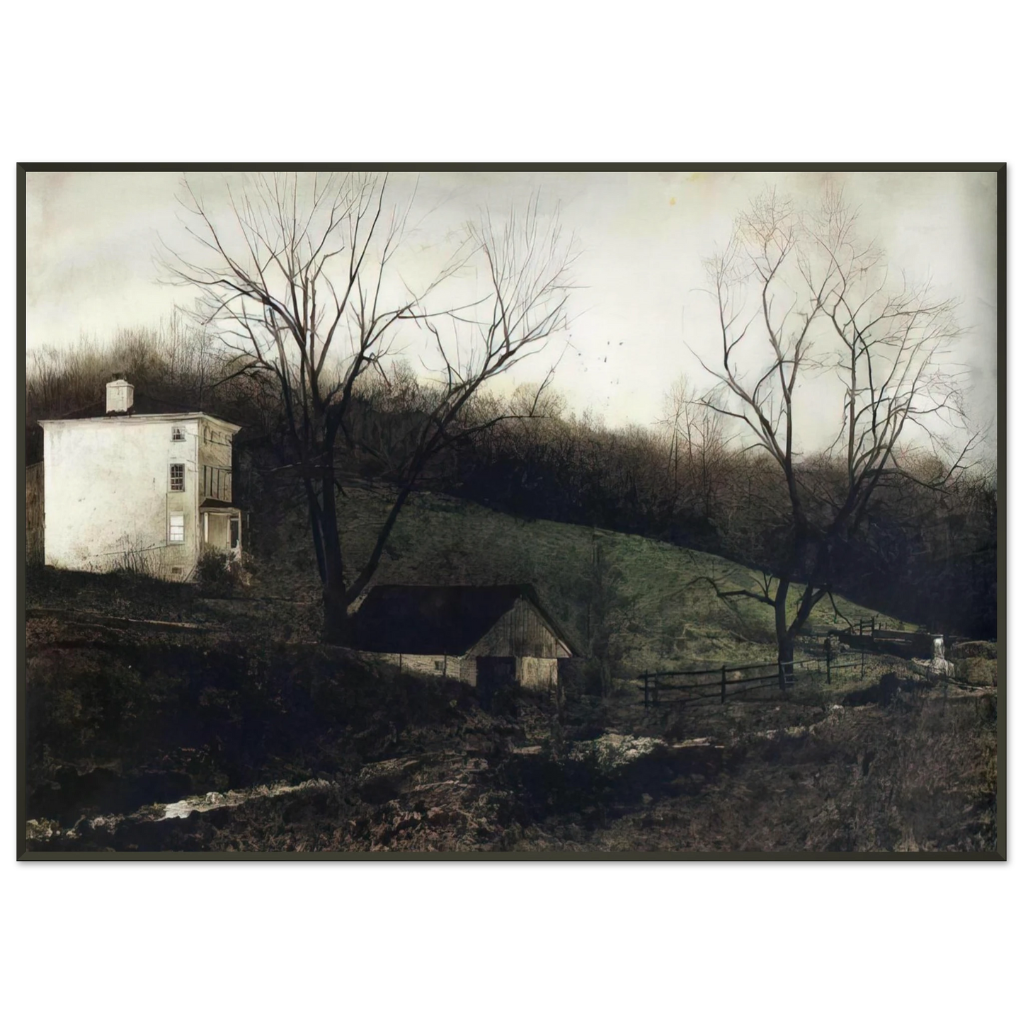 Andrew Wyeth EVENING AT KUERNERS Framed Art Print - Aluminum Frame - 21x29.7 cm / 8x12"