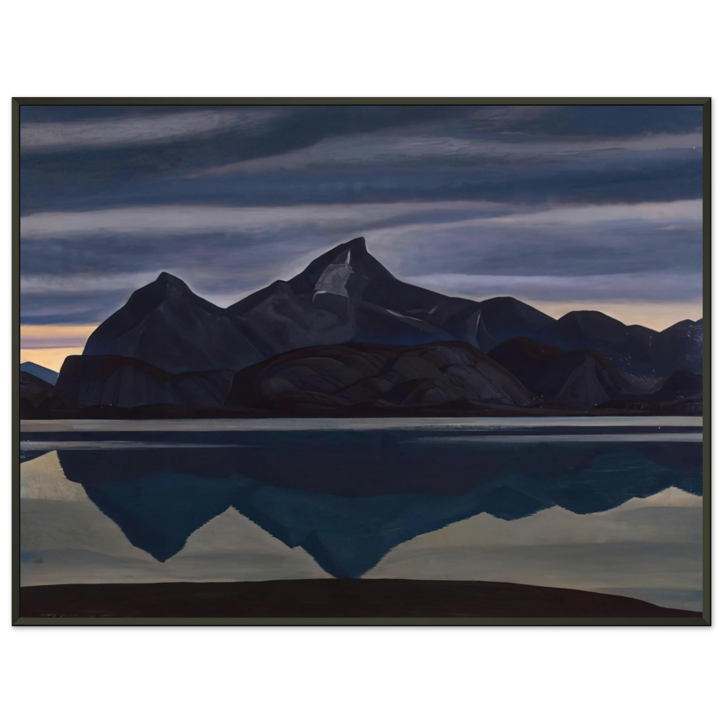 Rockwell Kent Mirrored Mountain South Greenland Framed Art Print - Aluminum Frame - 40x50 cm / 16x20 inches