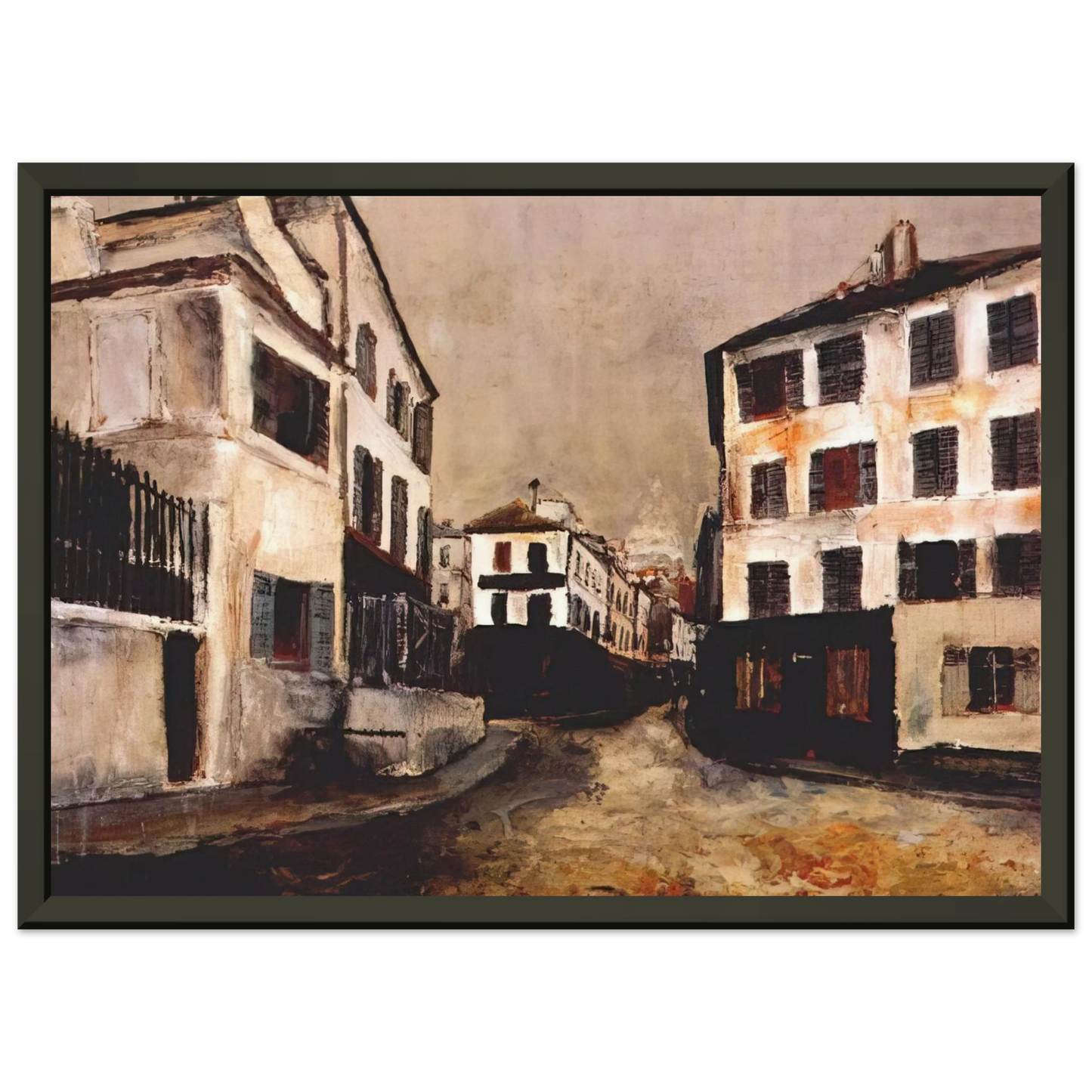 Maurice Utrillo NORVINS STREET Framed Art Print - Aluminum Frame - 60x80 cm / 24x32 inches