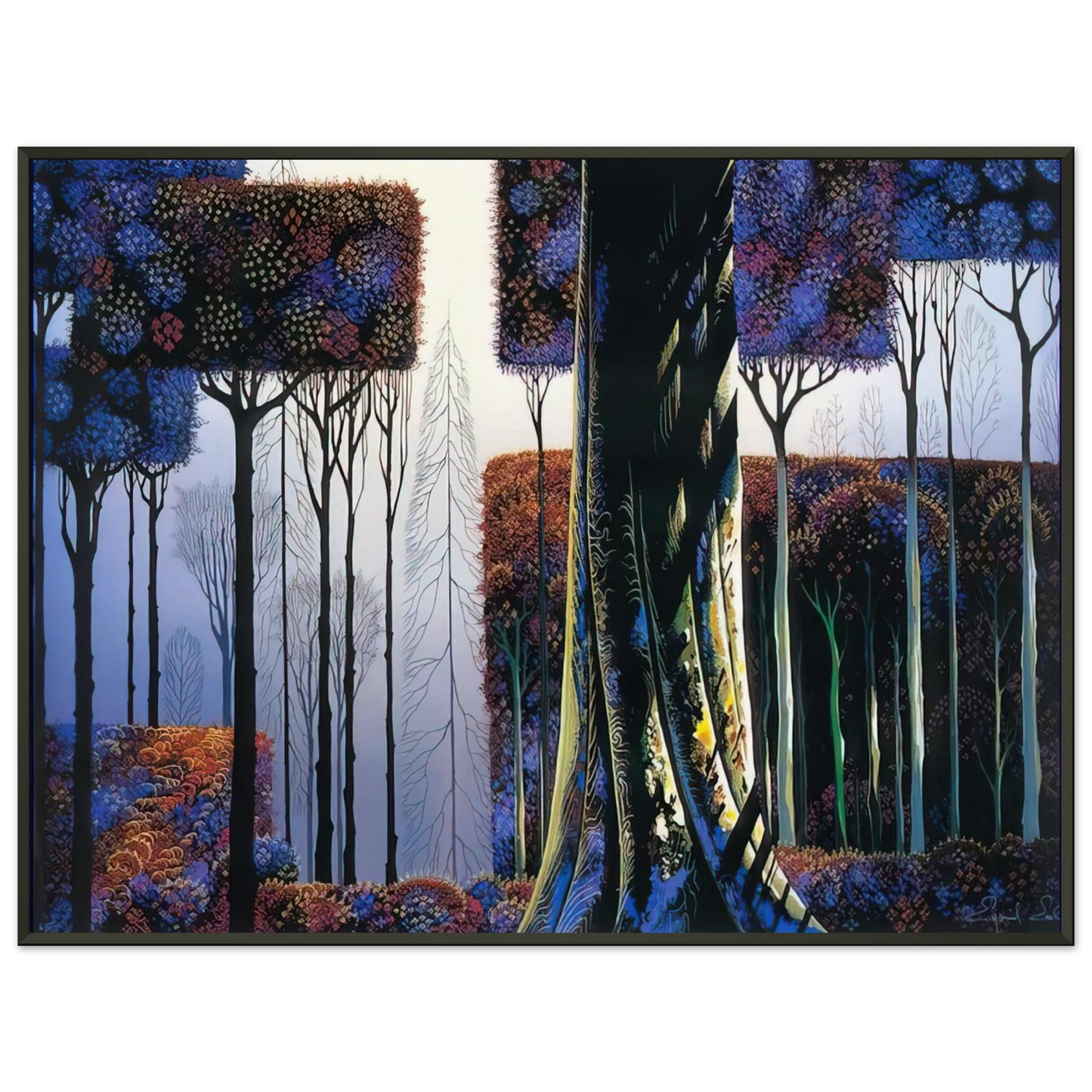Eyvind Earle  Ancient Forest Framed Art Print  - Aluminum Frame - 40x50 cm / 16x20 inches
