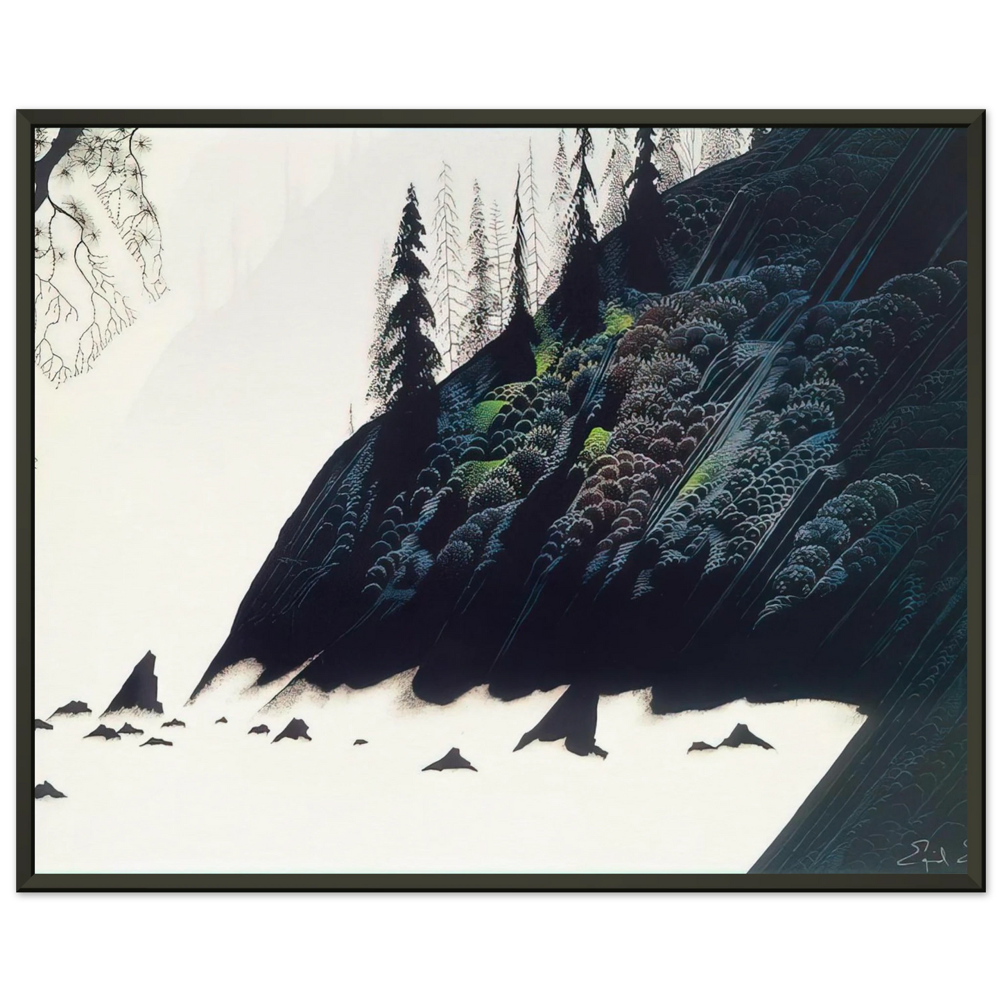 Eyvind Earle Spruce Redwoods and Pine Framed Art Print - Aluminum Frame - 60x80 cm / 24x32 inches