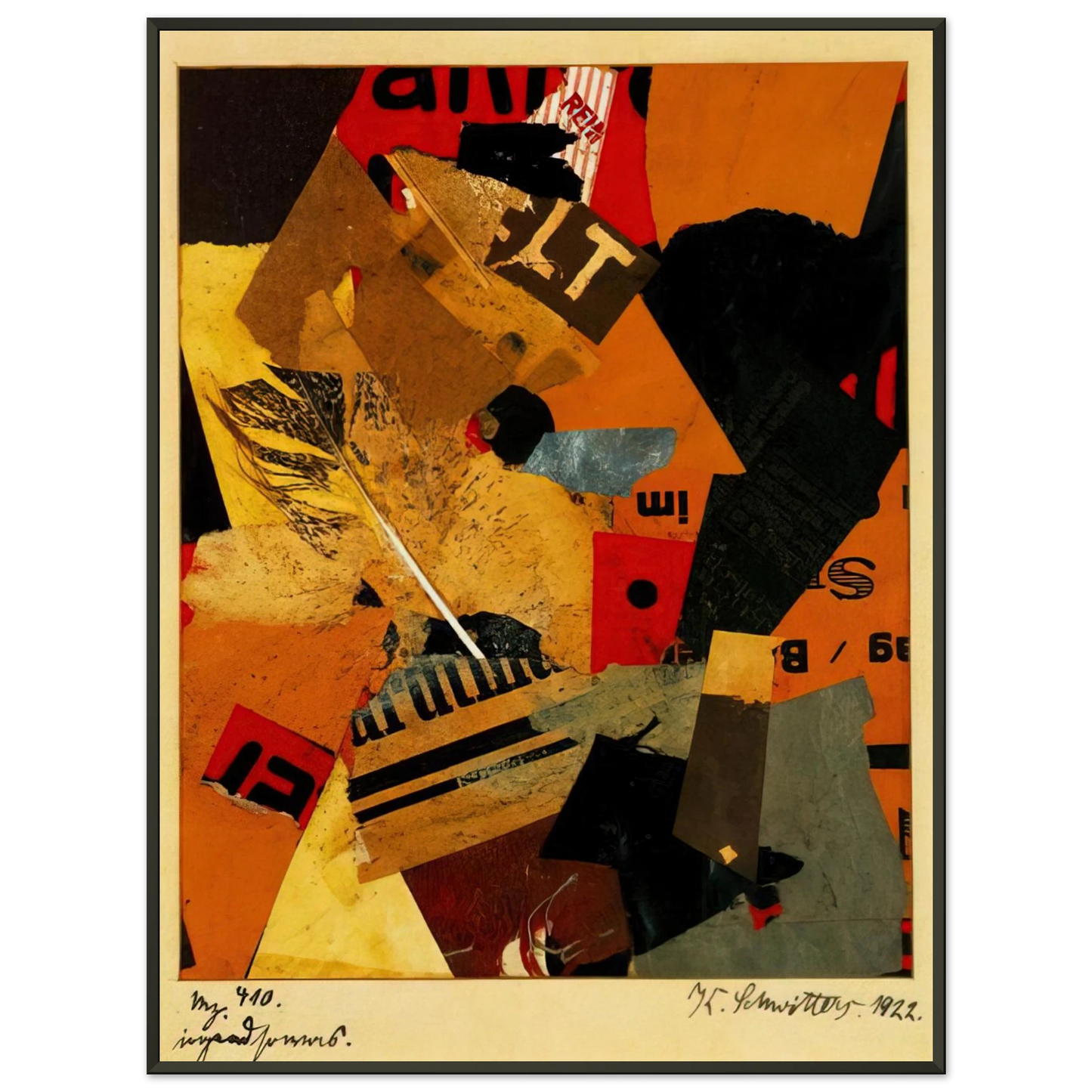 Kurt Schwitters SOMETHING OR OTHER 1922 Framed Art Print - Aluminum Frame - 70x100 cm / 28x40 inches