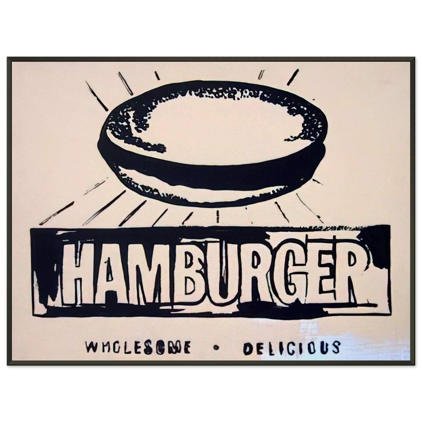 Andy Warhol Hamburger beige Framed Art Print - Aluminum Frame - 70x100 cm / 28x40 inches