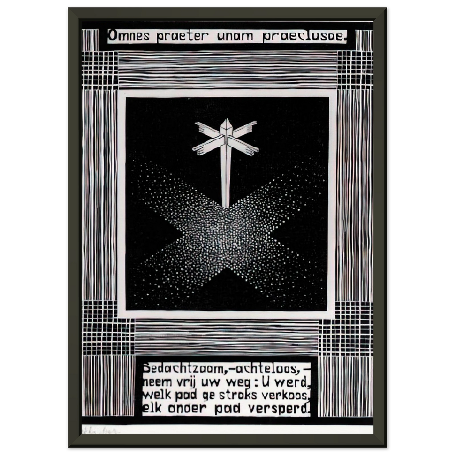 MC Escher  EMBLEMATA SIGNPOST Framed Art Print  - Aluminum Frame - 40x50 cm / 16x20 inches