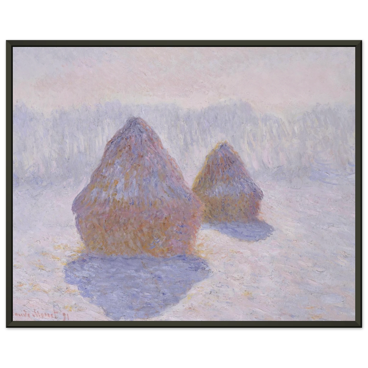 claude monet Haystacks Effect of Snow and Sun Framed Art Print - Aluminum Frame - 40x50 cm / 16x20 inches