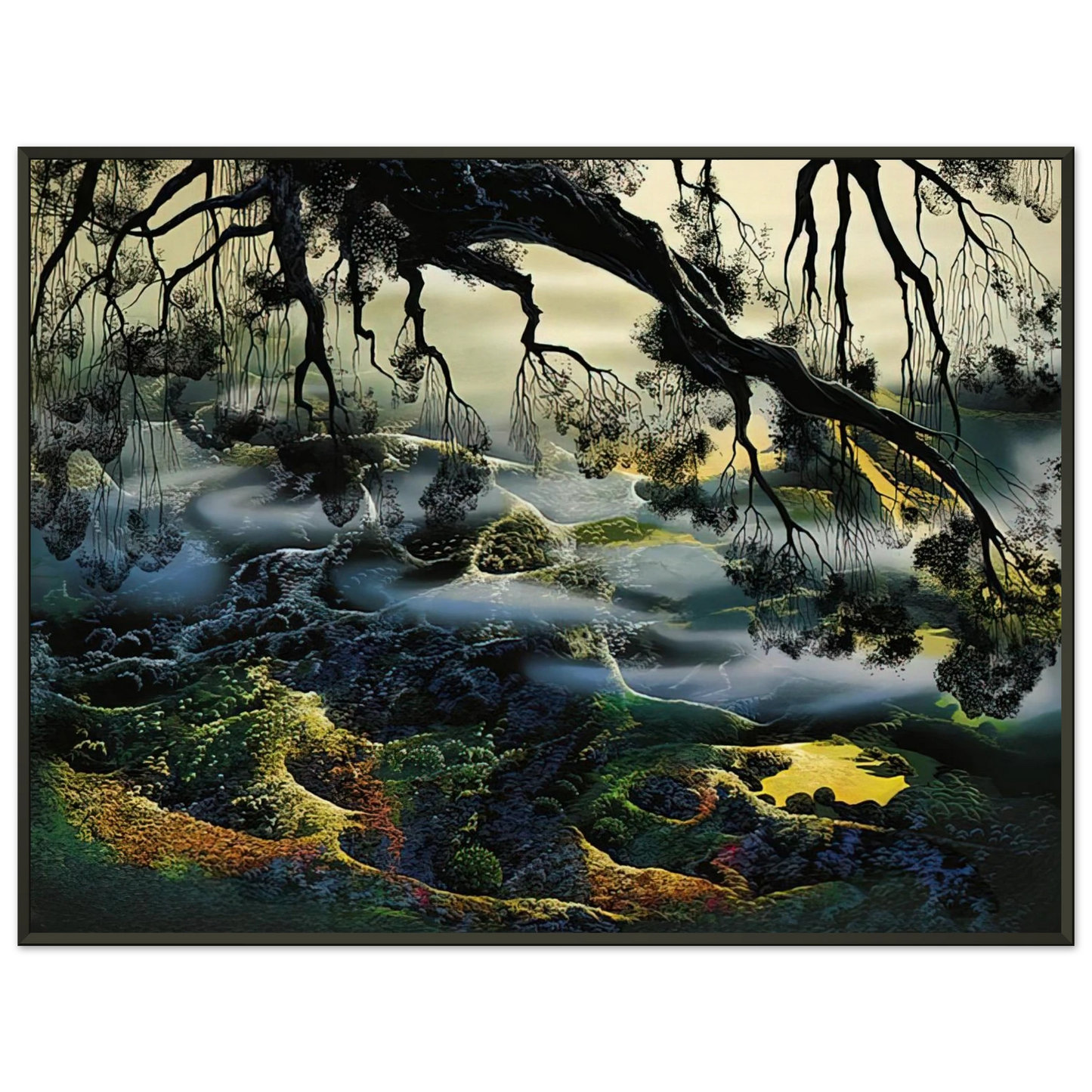 Eyvind Earle  Fog Passes By Framed Art Print  - Aluminum Frame - 60x80 cm / 24x32 inches