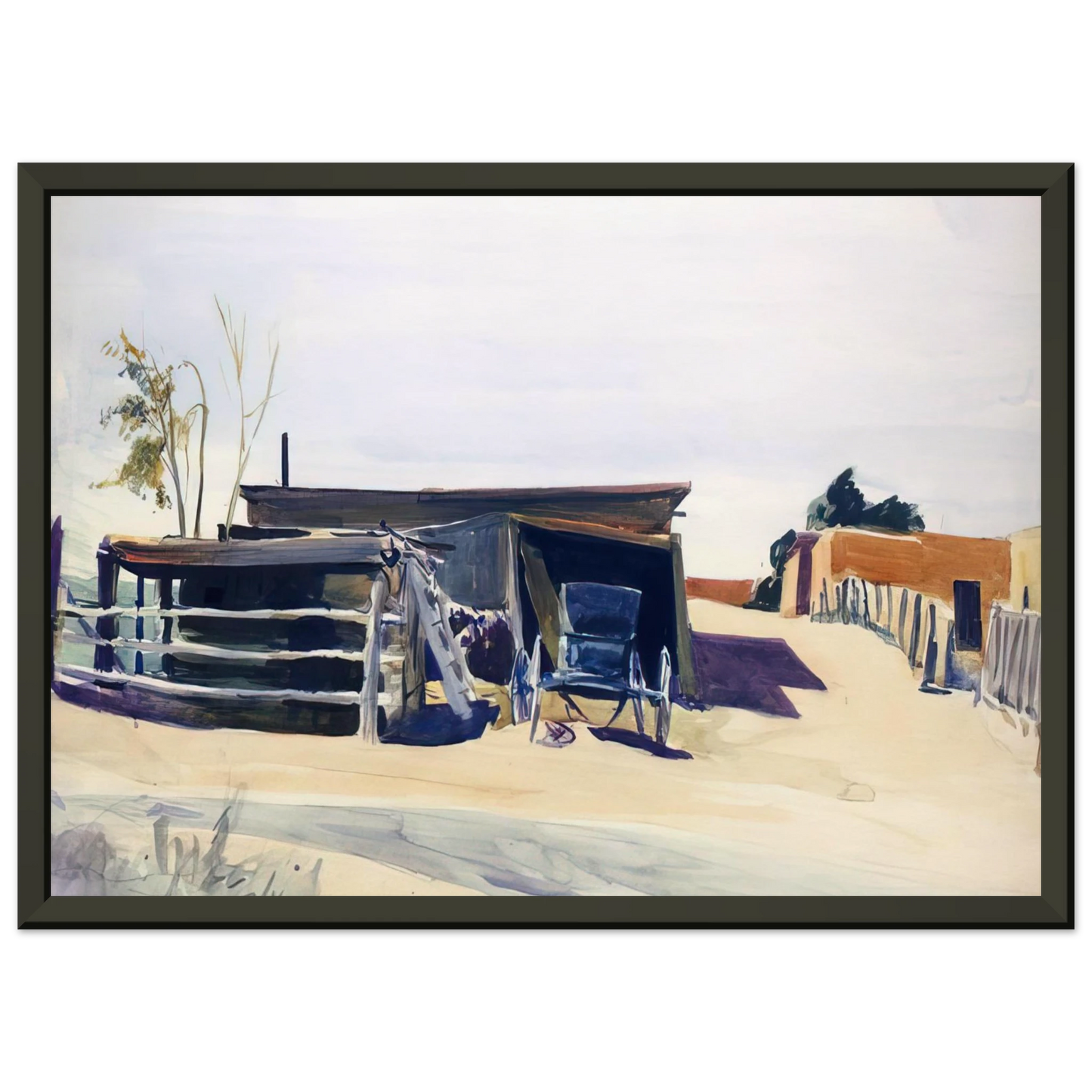 Edward Hopper Adobes and Shed New Mexico Framed Art Print - Aluminum Frame - 60x80 cm / 24x32 inches