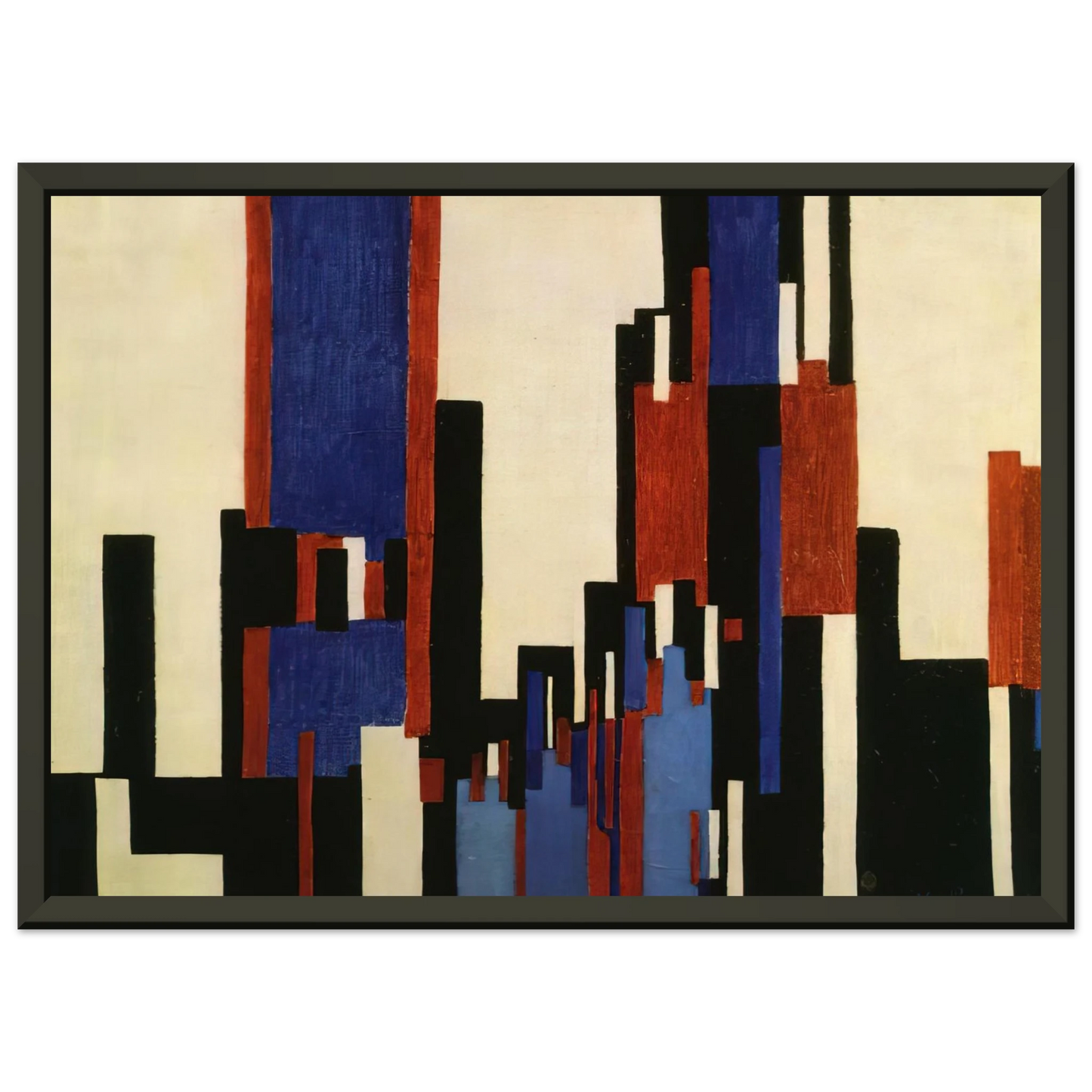 Frantisek Kupka Vertical Plains Blue and Red Framed Art Print - Aluminum Frame - 70x100 cm / 28x40 inches