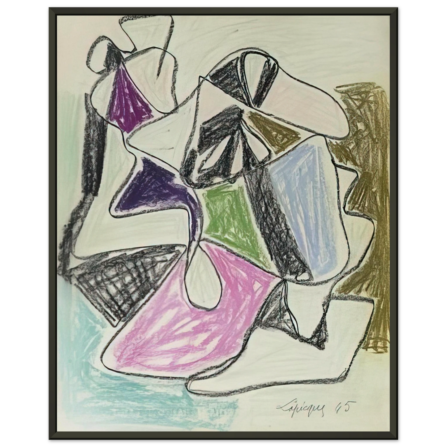 Charles Lapicque La Rencontre 1945 Framed Art Print - Aluminum Frame - 60x80 cm / 24x32 inches