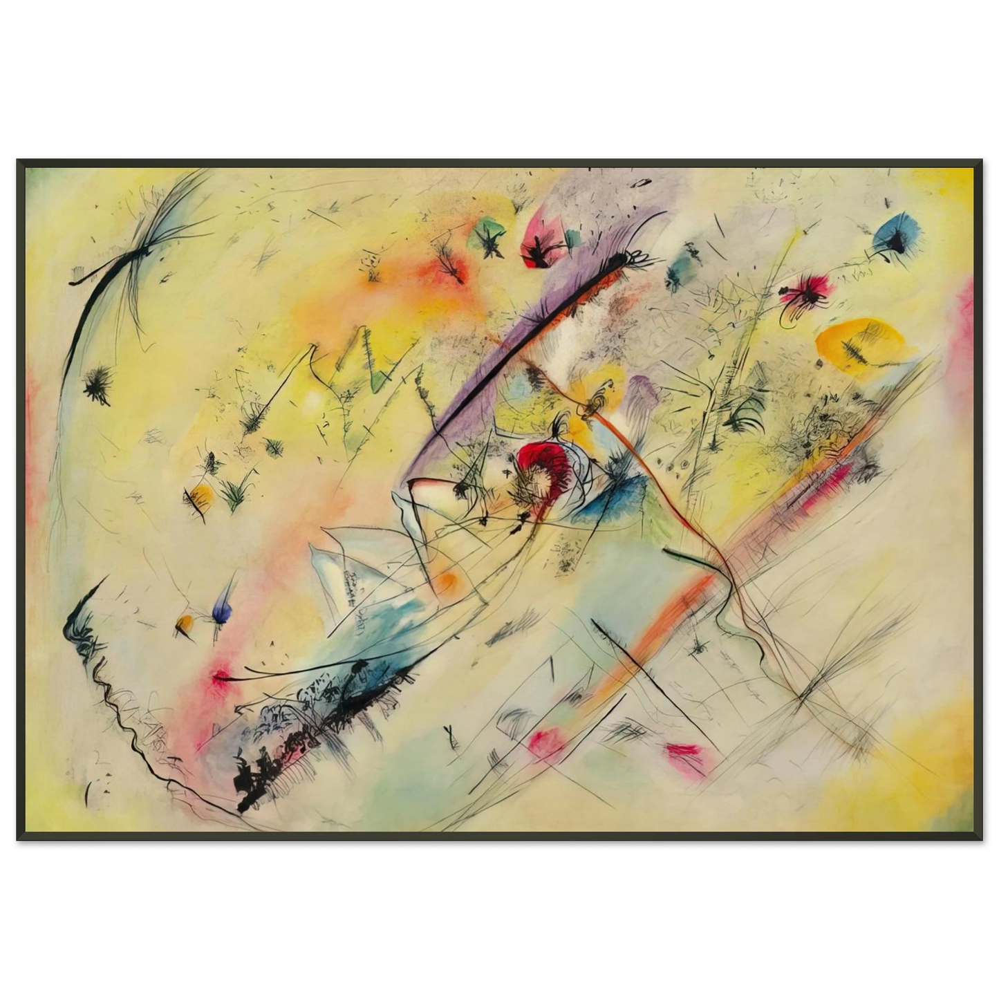 Wassily Kandinsky  BRIGHT PICTURE 1913 Framed Art Print  - Aluminum Frame - 21x29.7 cm / 8x12"