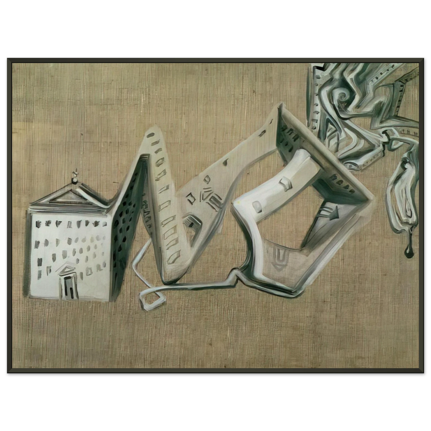 Salvador Dali  ARCHITECTURAL CONTORTION OF EL ESCORIAL Framed Art Print  - Aluminum Frame - 60x80 cm / 24x32 inches