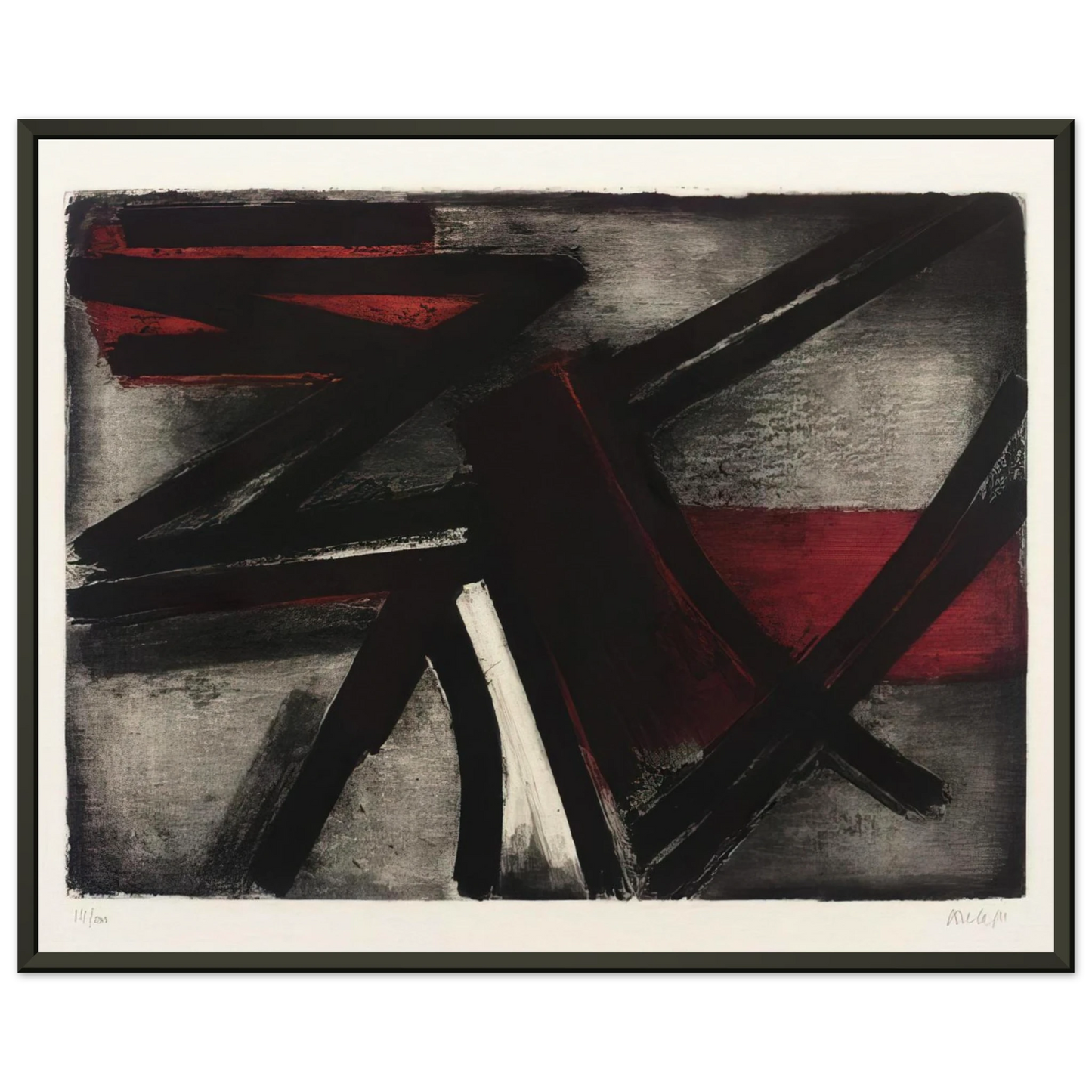 Pierre Soulages Etching No 2 1952 Framed Art Print - Aluminum Frame - 40x50 cm / 16x20 inches