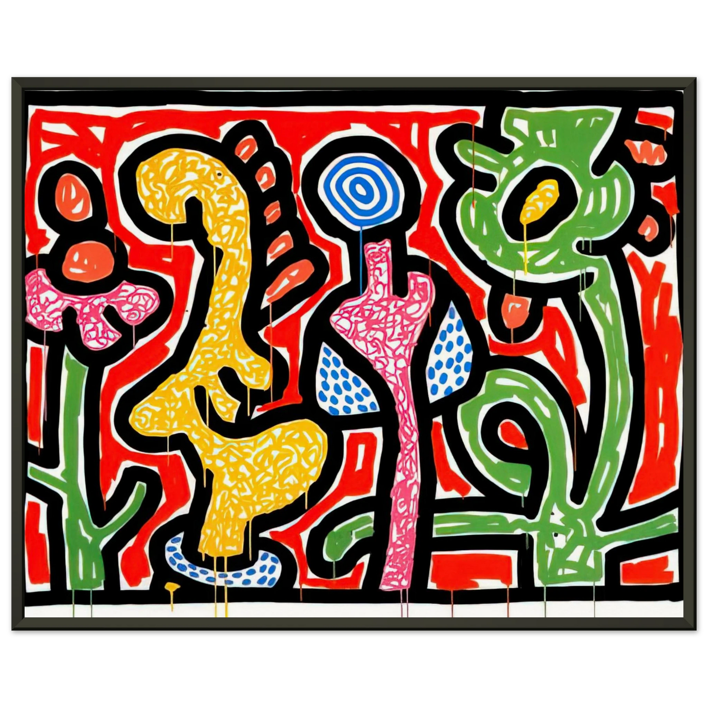 Keith Haring FLOWERS IV 1990 Framed Art Print - Aluminum Frame - 60x80 cm / 24x32 inches