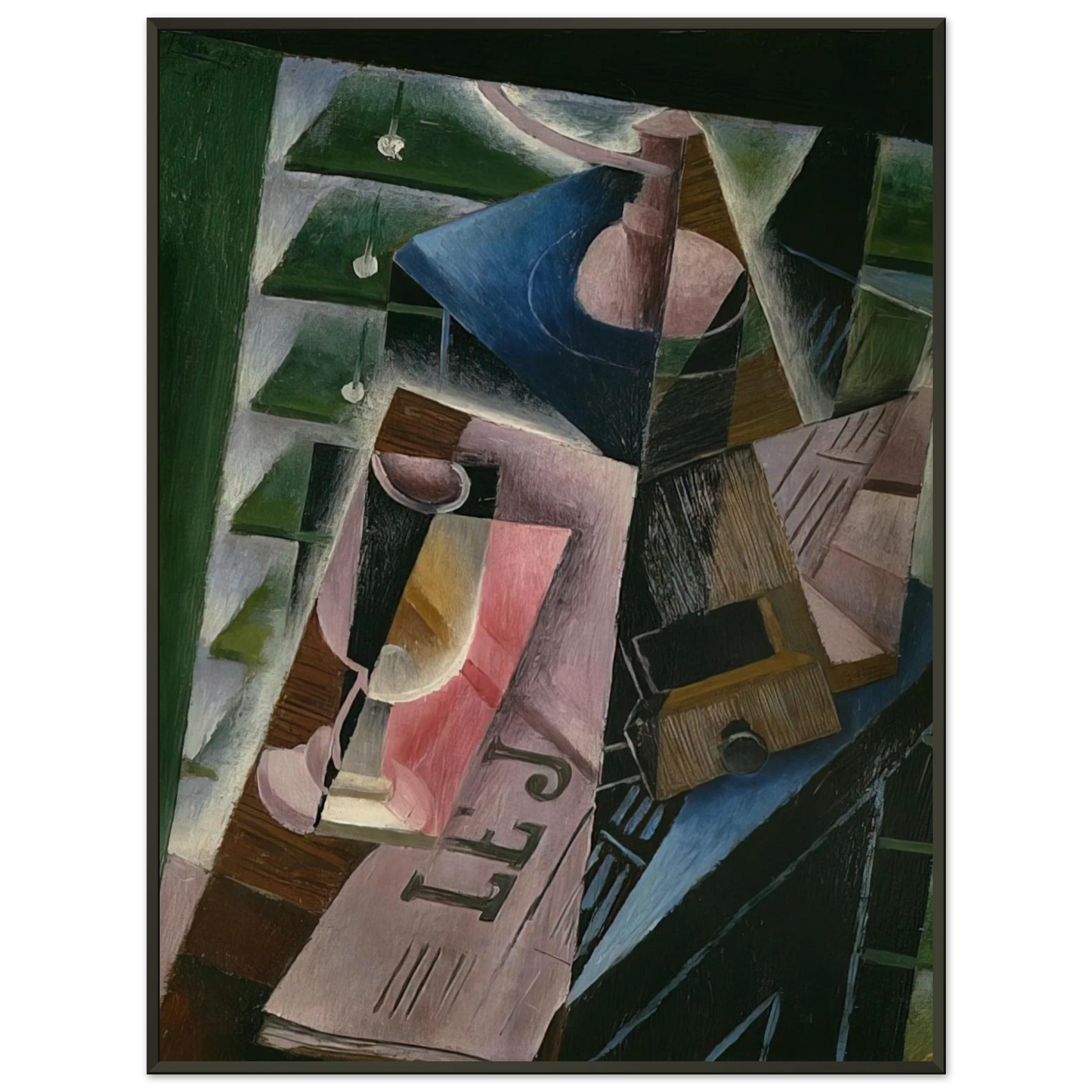 Juan Gris COFFEE GRINDER AND GLASS 1915 Framed Art Print - Aluminum Frame - 40x50 cm / 16x20 inches