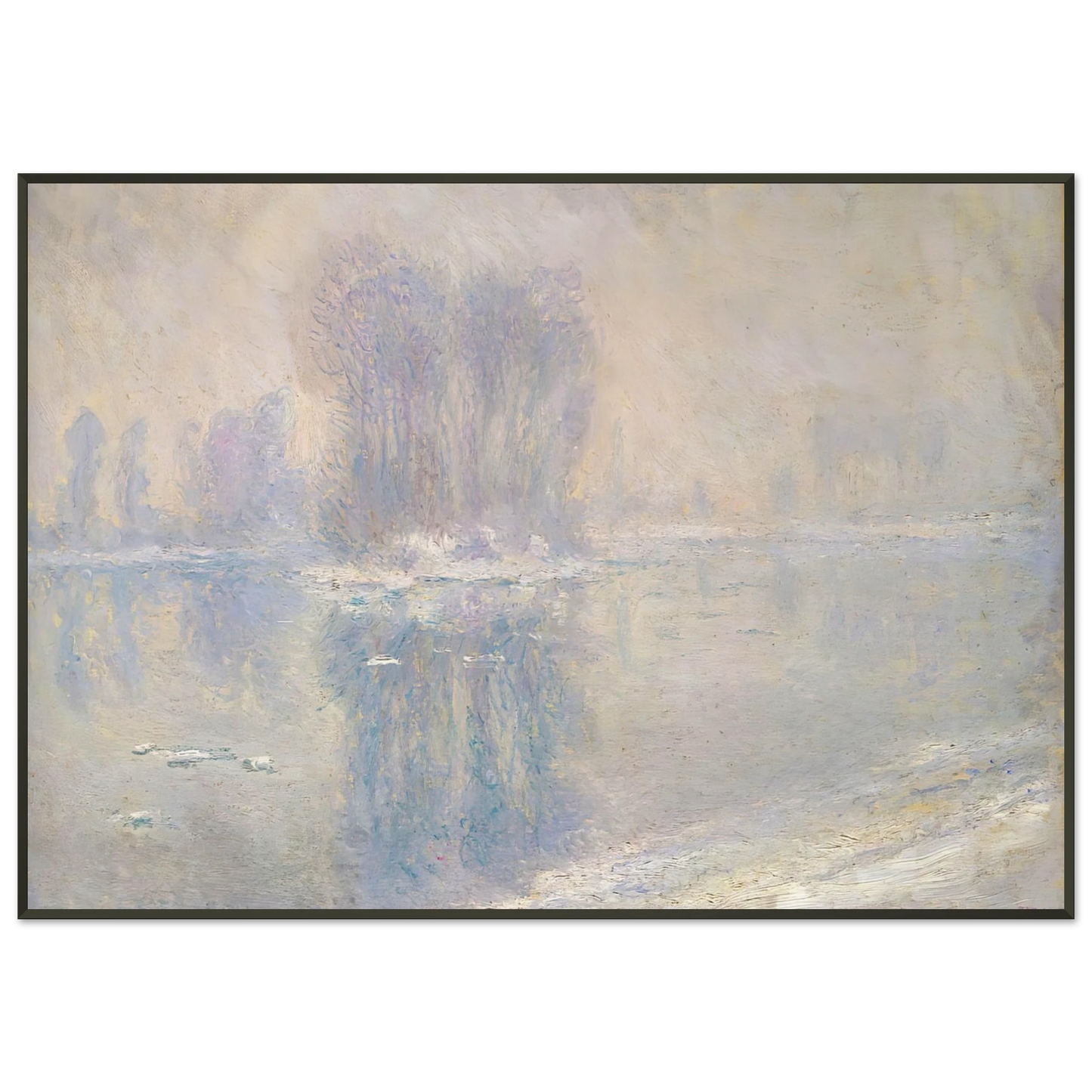 claude monet  Ice on the Siene at Bennecourt Framed Art Print  - Aluminum Frame - 21x29.7 cm / 8x12"