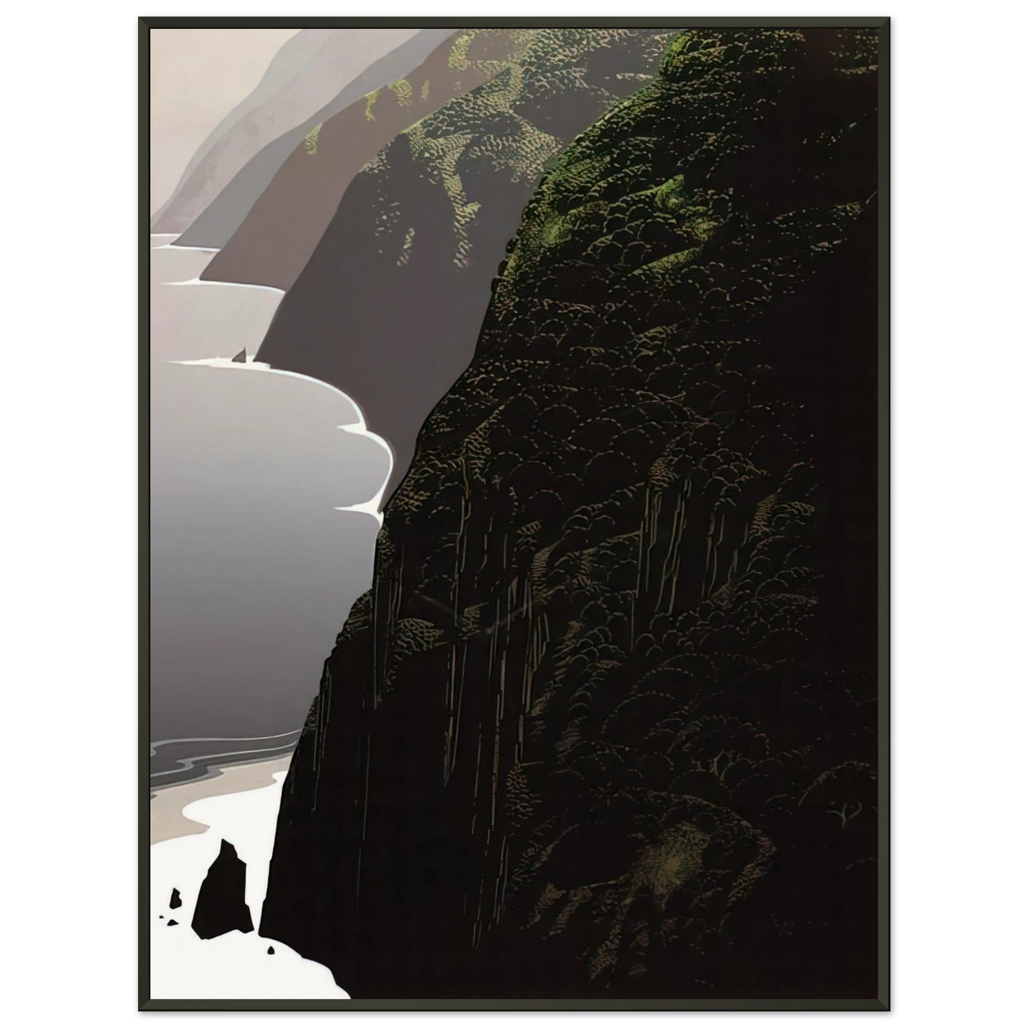 Eyvind Earle Big Sur Coastline Framed Art Print - Aluminum Frame - 40x50 cm / 16x20 inches