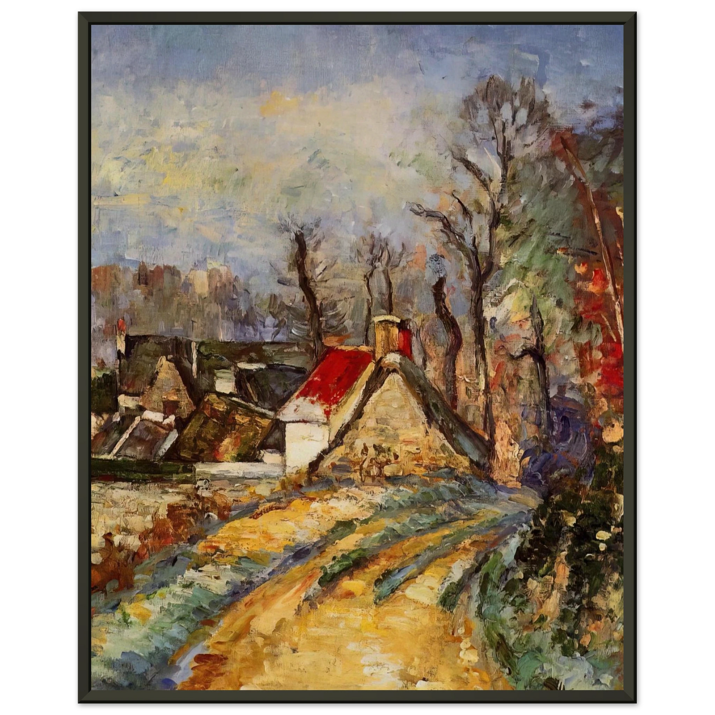 Paul Cezanne The Turn in the Road at Auvers Framed Art Print - Aluminum Frame - 60x80 cm / 24x32 inches