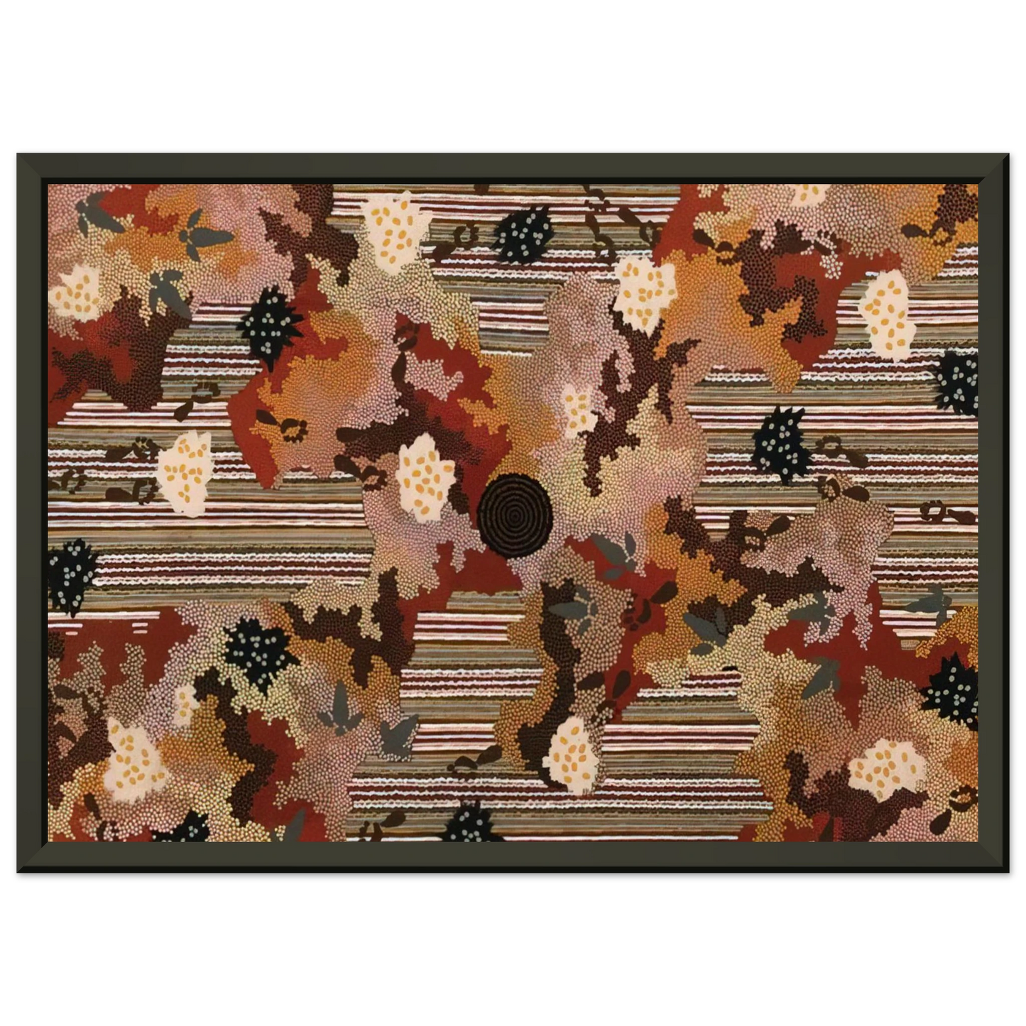 Clifford Possum Tjapaltjarri Wildflowers at Yabbierangu 1991 Framed Art Print - Aluminum Frame - 70x100 cm / 28x40 inches