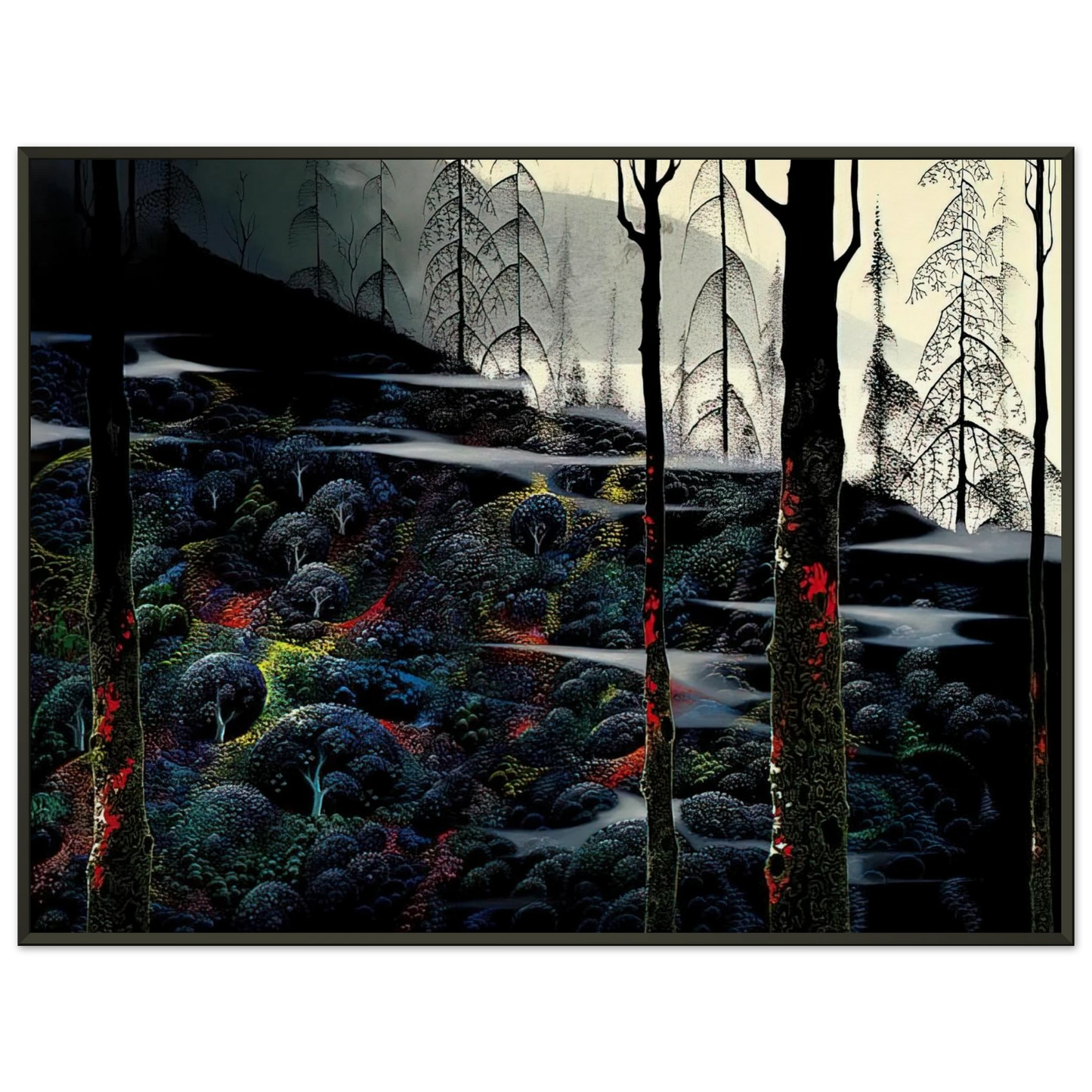 Eyvind Earle  Dawns First Light Framed Art Print  - Aluminum Frame - 70x100 cm / 28x40 inches