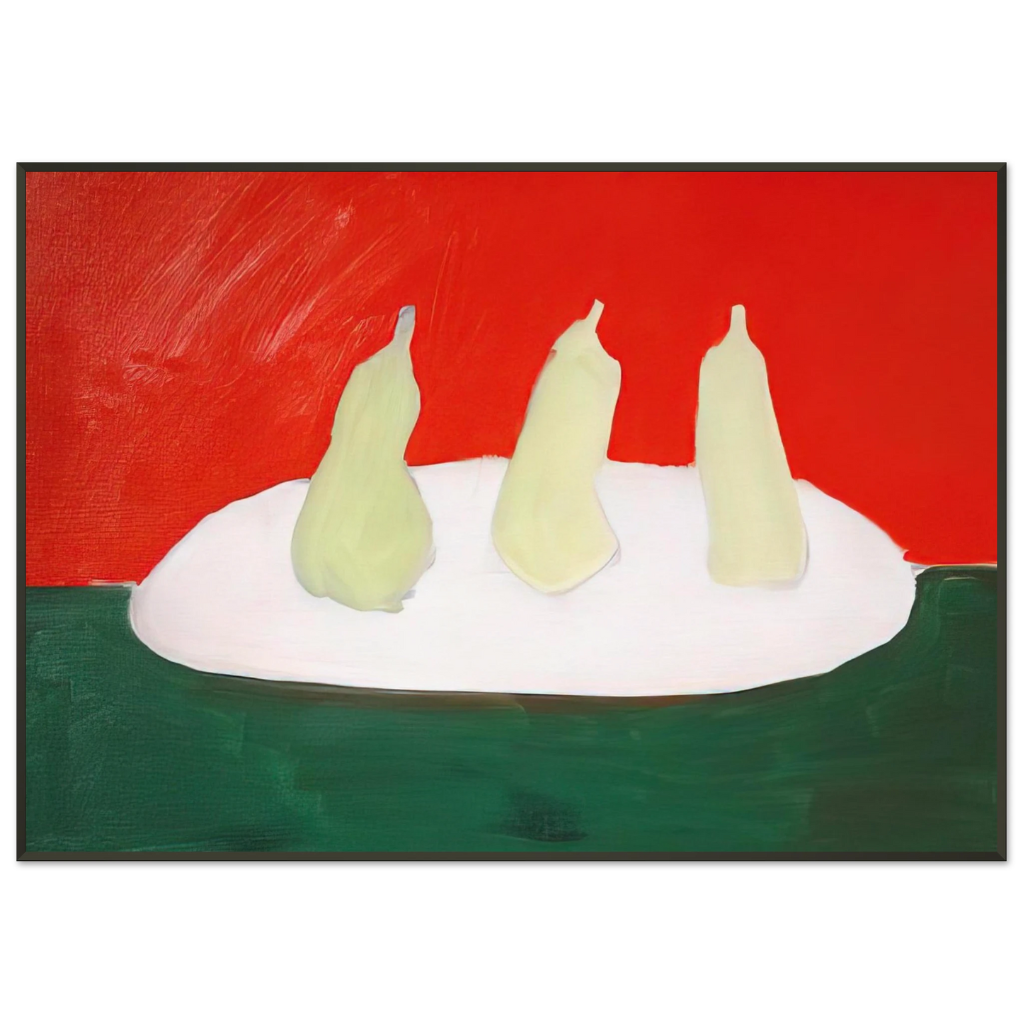 Nicolas de Stael Nature morte poires fond vert et orange Art Informel Framed Art Print - Aluminum Frame - 21x29.7 cm / 8x12"