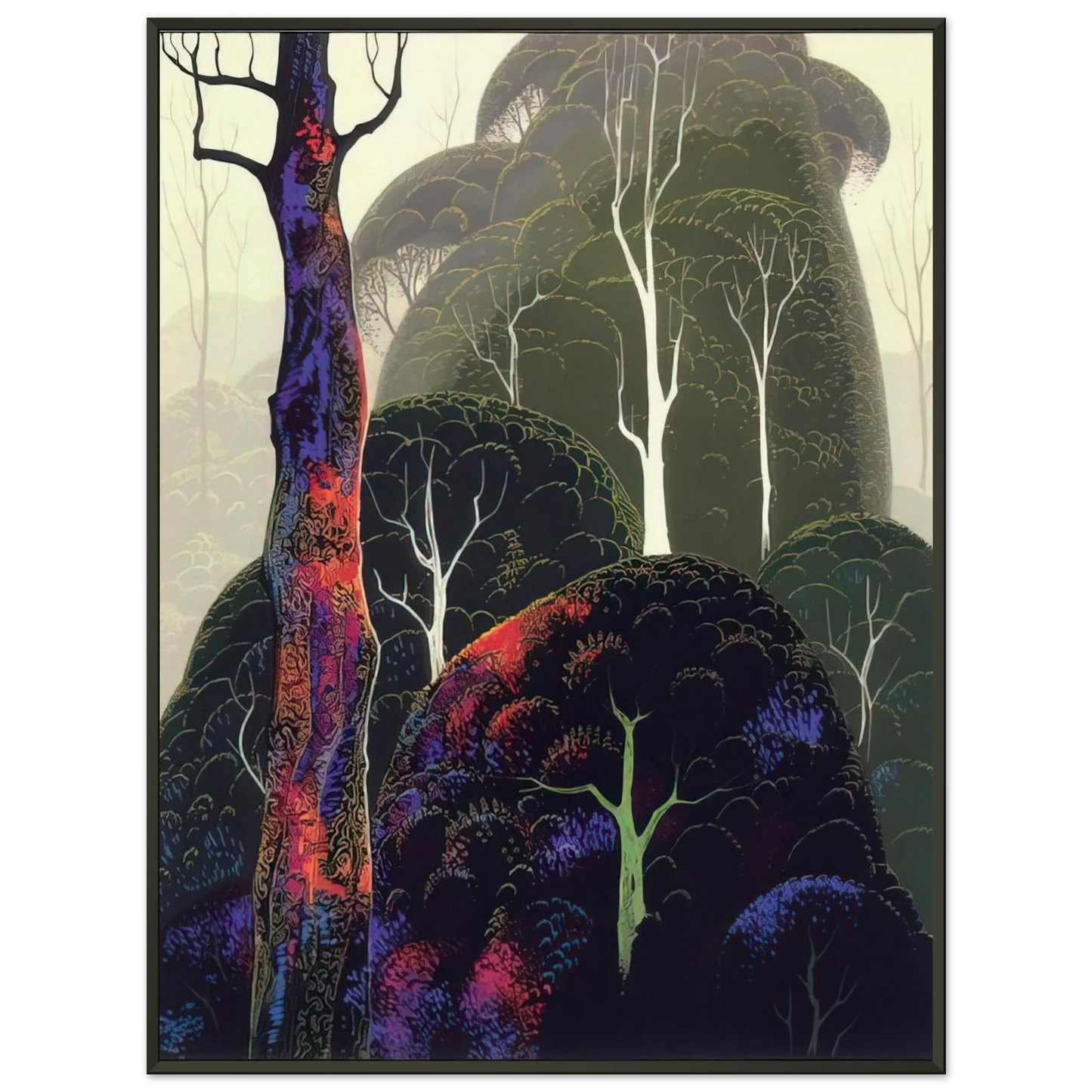 Eyvind Earle  Early Autumn Framed Art Print  - Aluminum Frame - 70x100 cm / 28x40 inches