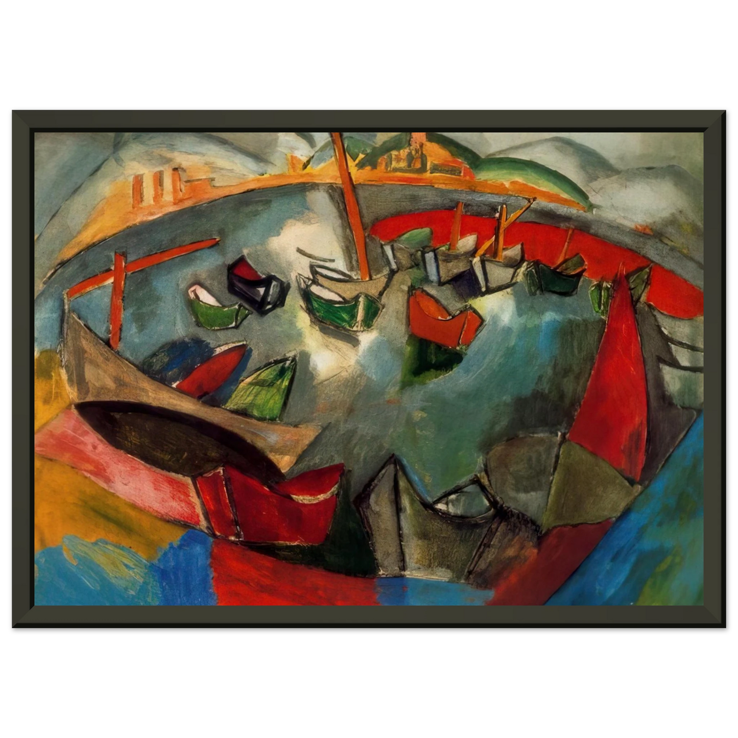 Raoul Dufy BOATS IN MARSEILLE 1908 Framed Art Print - Aluminum Frame - 40x50 cm / 16x20 inches