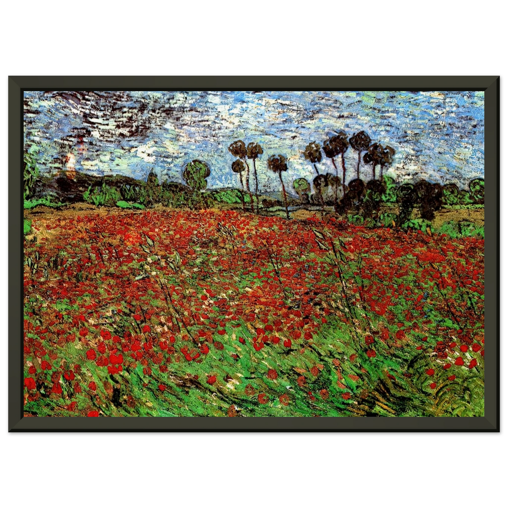 Vincent van Gogh  Field with Poppies Framed Art Print  - Aluminum Frame - 40x50 cm / 16x20 inches