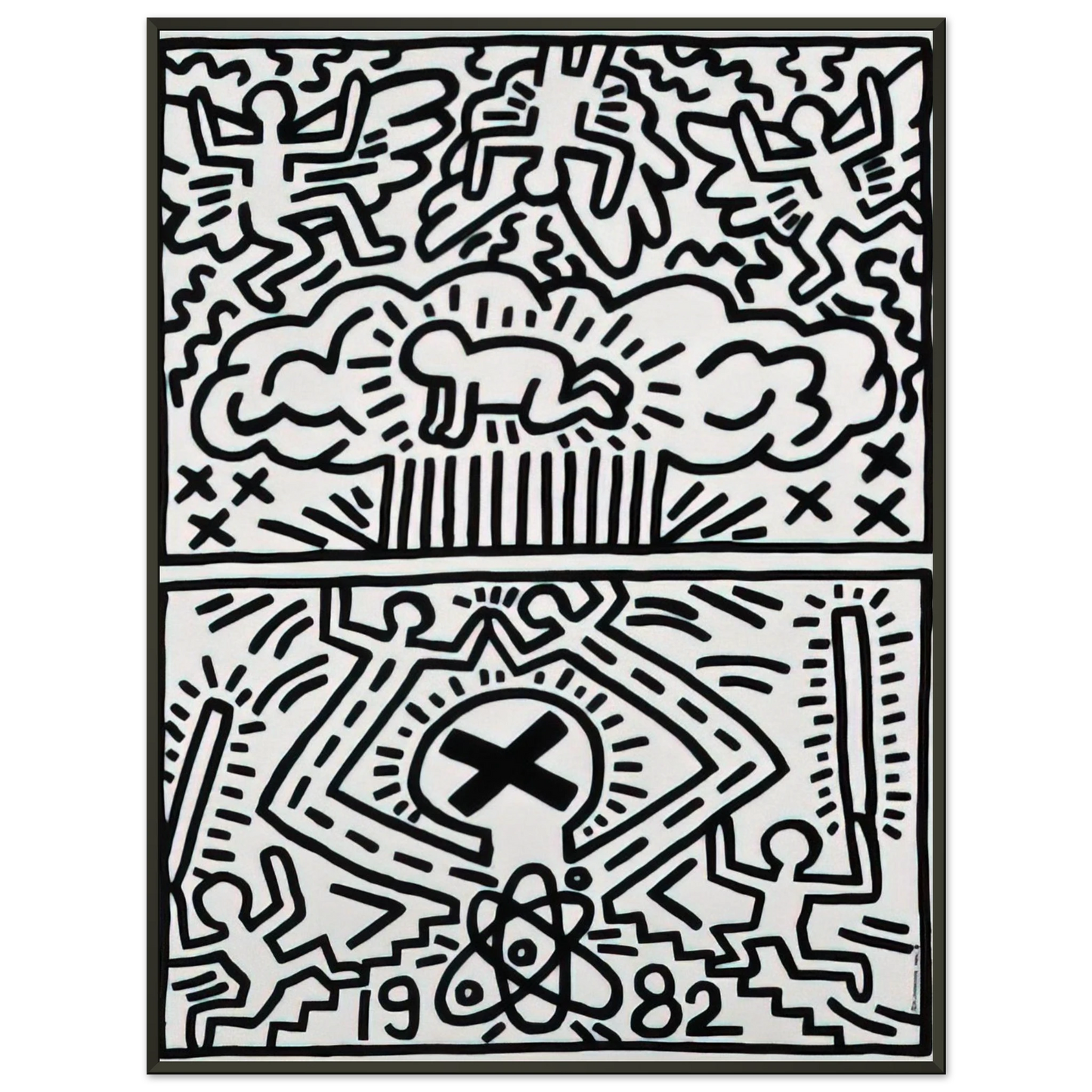 Keith Haring  ANTI NUCLEAR RALLY 1982 Framed Art Print  - Aluminum Frame - 70x100 cm / 28x40 inches