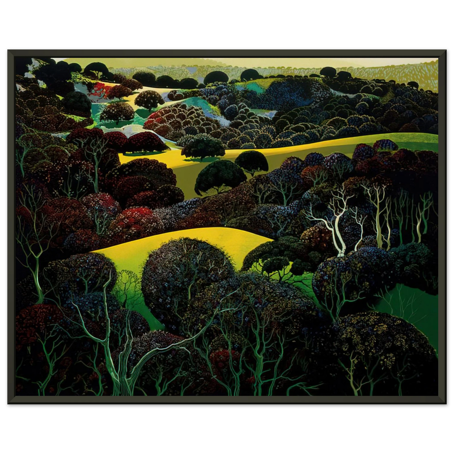 Eyvind Earle Santa Ynez Memories Framed Art Print - Aluminum Frame - 70x100 cm / 28x40 inches