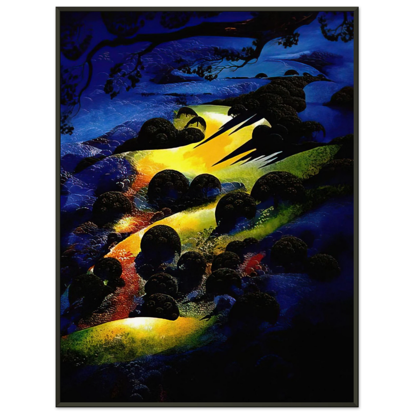 Eyvind Earle Sunset Flame Framed Art Print - Aluminum Frame - 60x80 cm / 24x32 inches