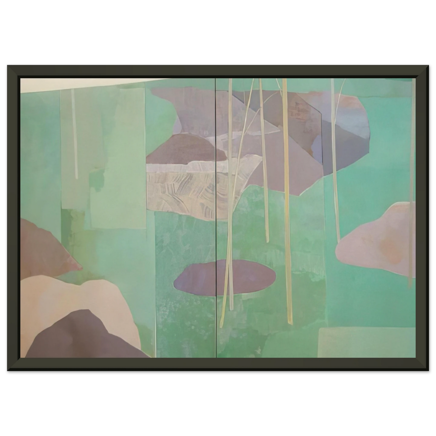 Kenzo Okada Young Bamboo Diptych Abstract Expressionism Framed Art Print - Aluminum Frame - 70x100 cm / 28x40 inches