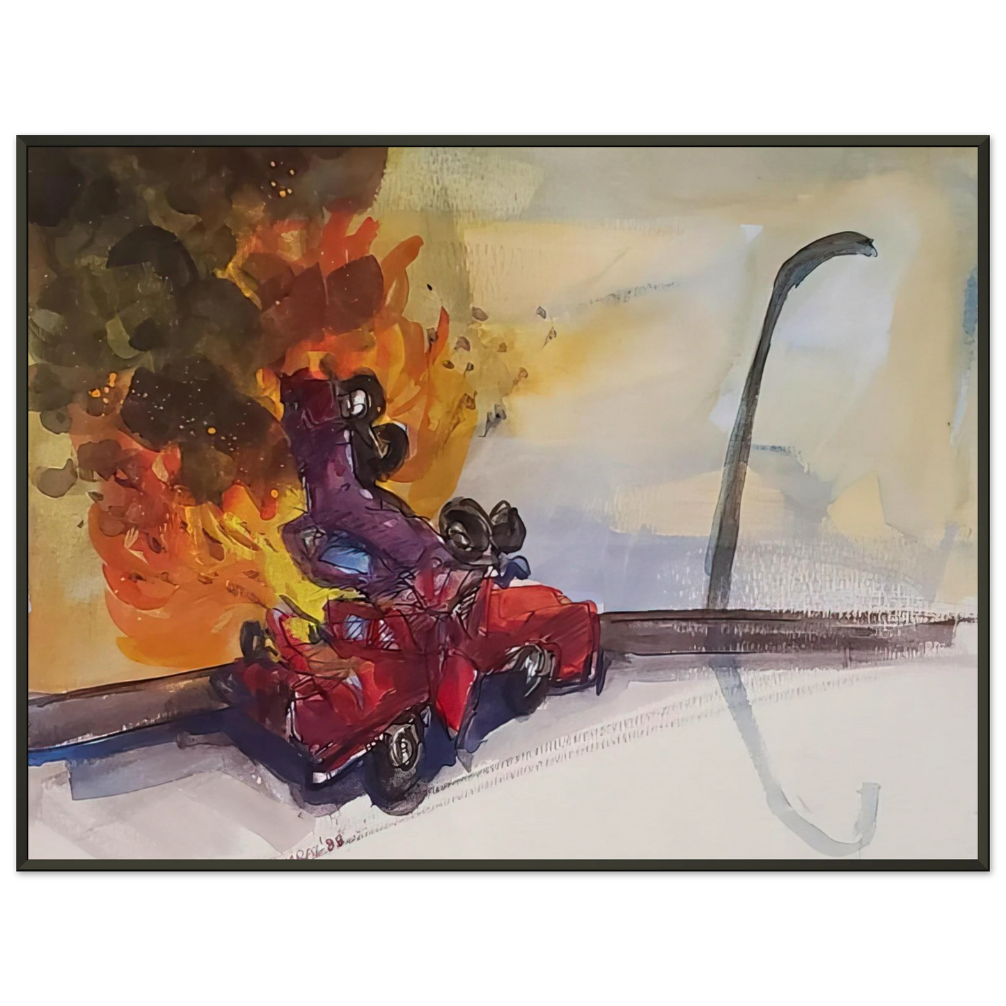 Carlos Almaraz Pile Up Crash 1984 Framed Art Print - Aluminum Frame - 60x80 cm / 24x32 inches