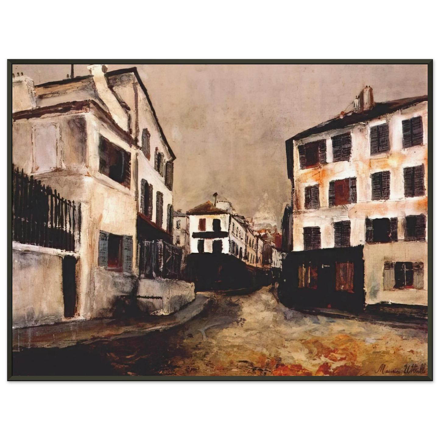 Maurice Utrillo NORVINS STREET Framed Art Print - Aluminum Frame - 40x50 cm / 16x20 inches