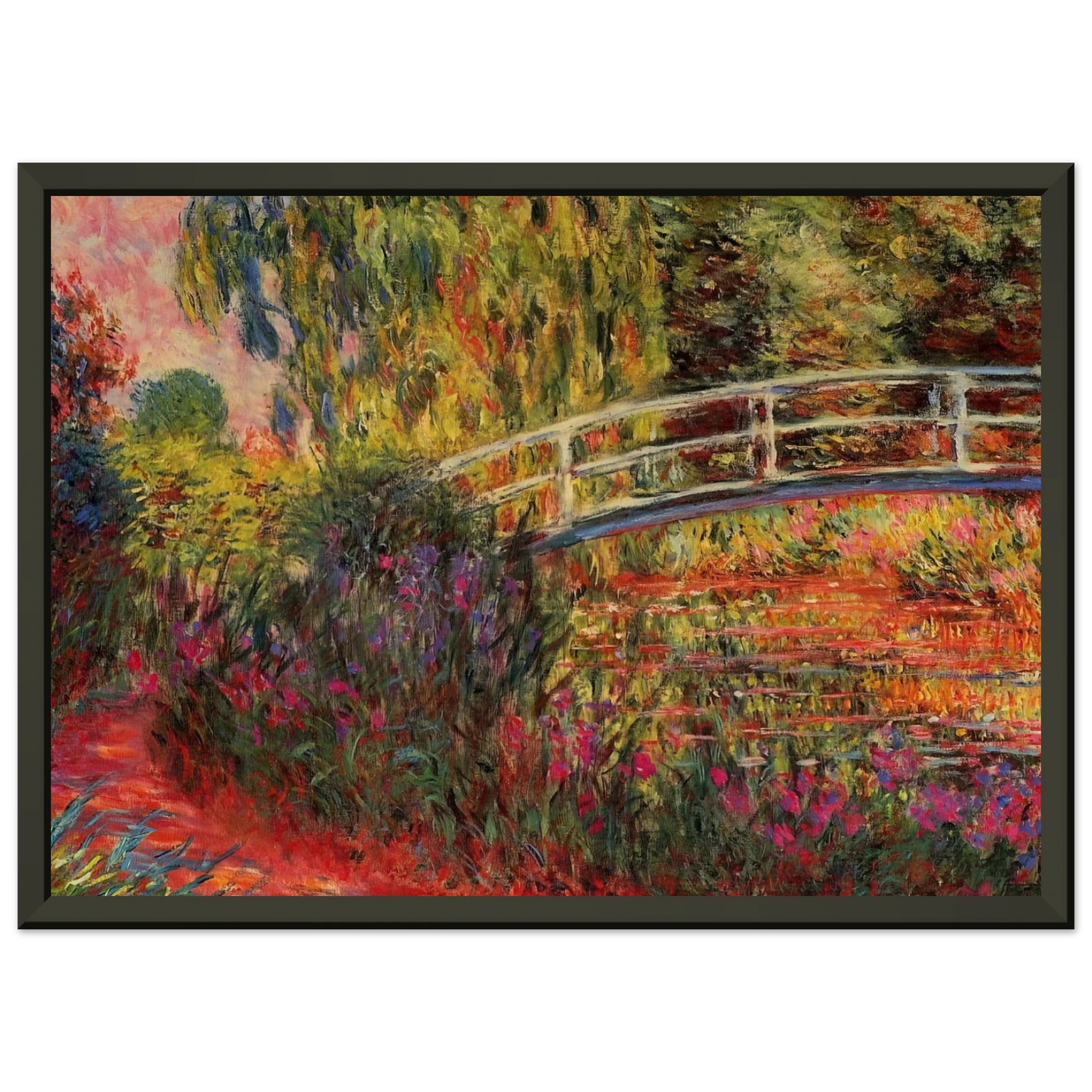 claude monet  The Japanese Bridge The WaterLily Pond Water Irises Framed Art Print  - Aluminum Frame - 60x80 cm / 24x32 inches