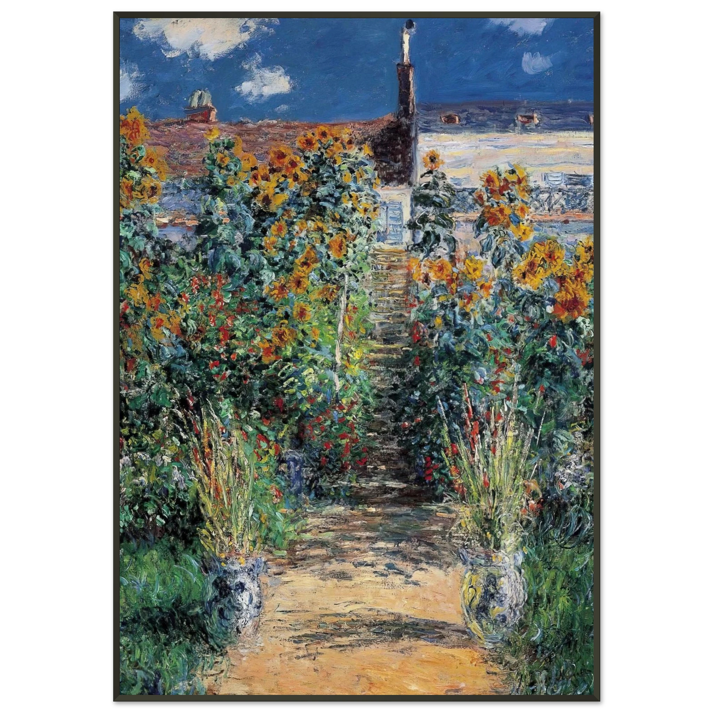 claude monet The Garden at Vetheuil Framed Art Print - Aluminum Frame - 21x29.7 cm / 8x12"