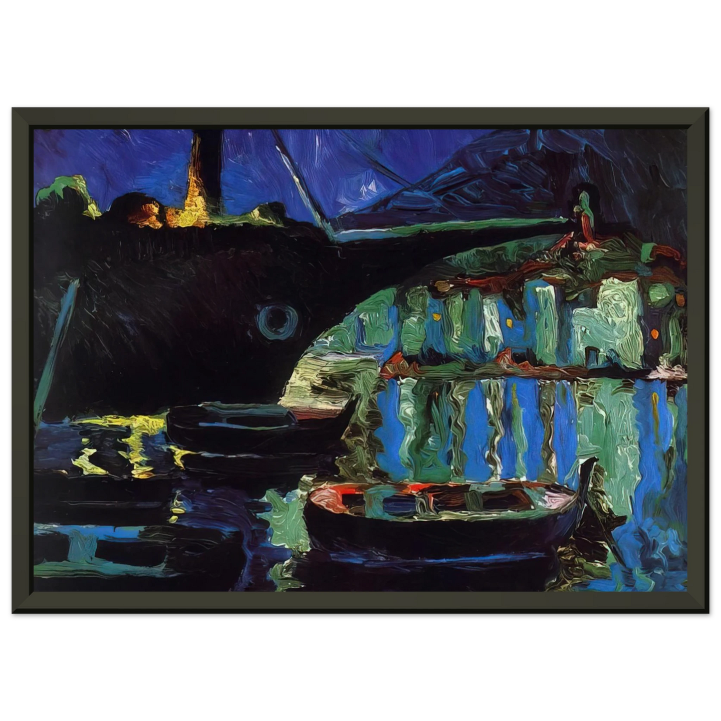 Salvador Dali PORT OF CADAQUES NIGHT Framed Art Print - Aluminum Frame - 60x80 cm / 24x32 inches