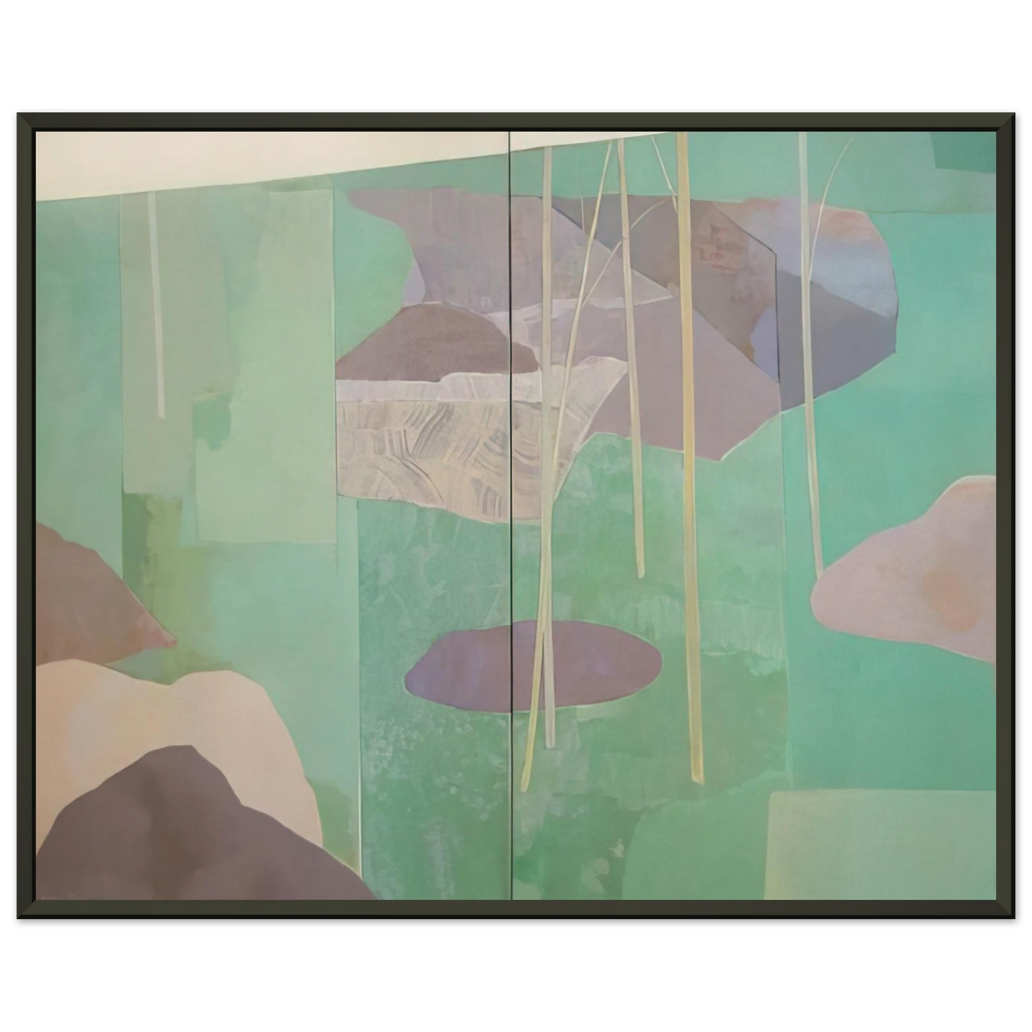 Kenzo Okada Young Bamboo Diptych Abstract Expressionism Framed Art Print - Aluminum Frame - 60x80 cm / 24x32 inches