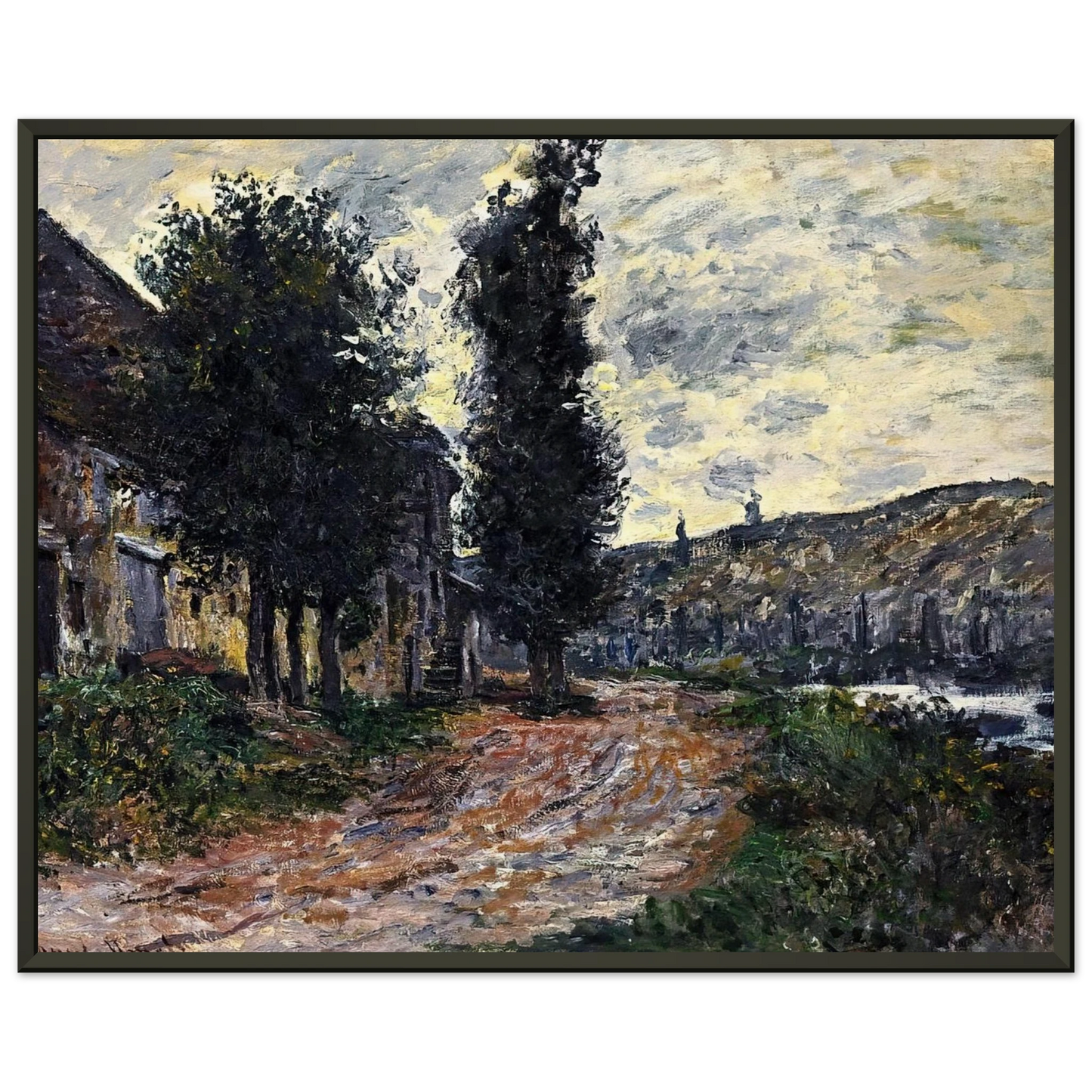 claude monet Tow Path at Lavacourt Framed Art Print - Aluminum Frame - 70x100 cm / 28x40 inches