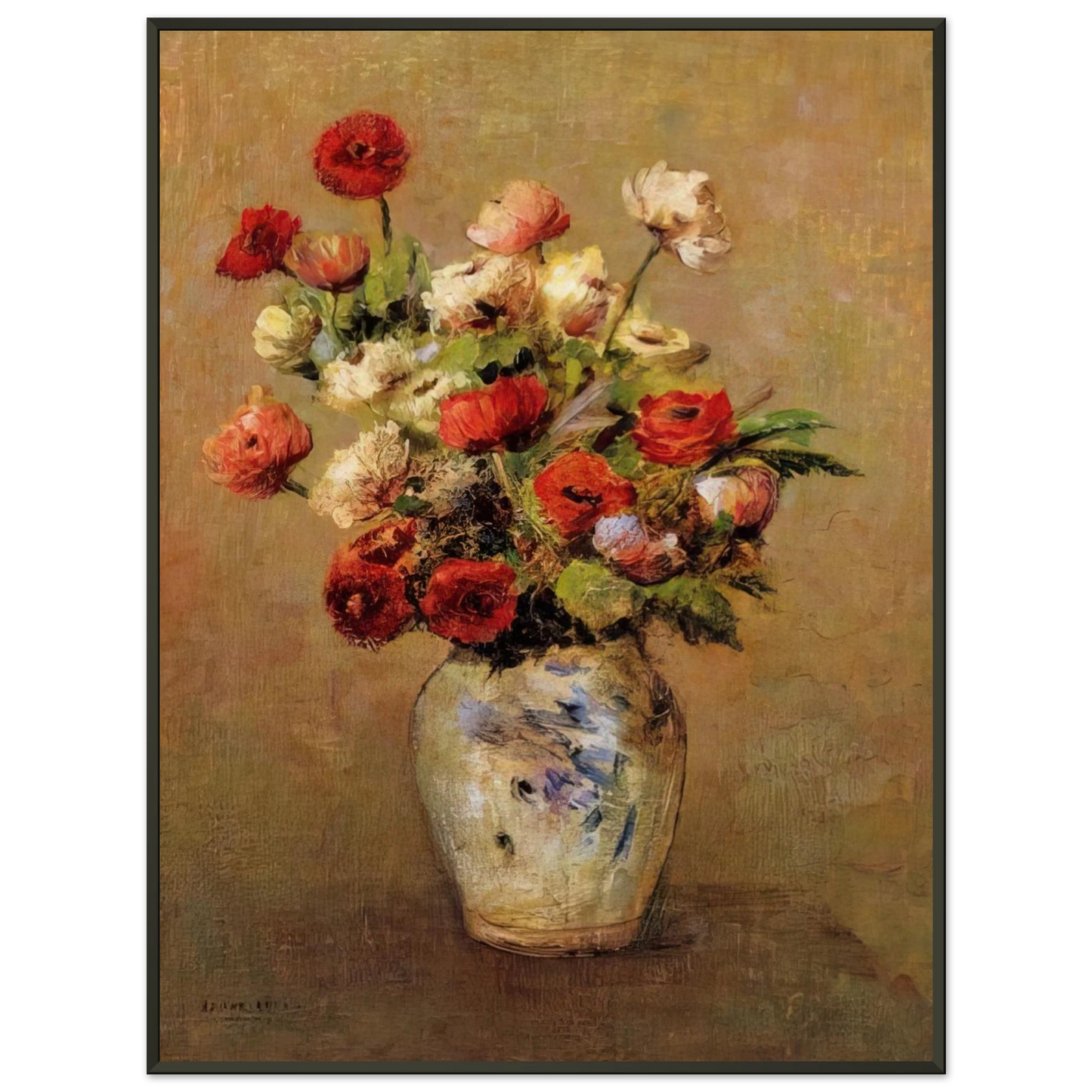 Odilon Redon  BOUQUET OF FLOWERS Framed Art Print  - Aluminum Frame - 70x100 cm / 28x40 inches