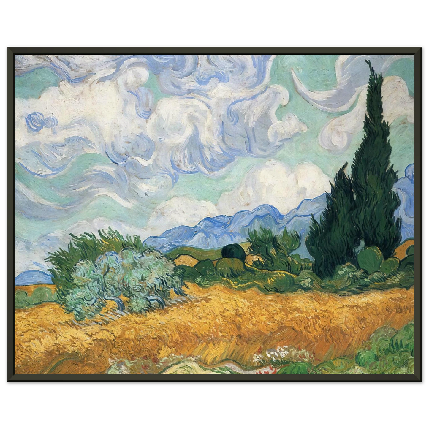 Vincent van Gogh Wheatfield with cypress tree Framed Art Print - Aluminum Frame - 40x50 cm / 16x20 inches