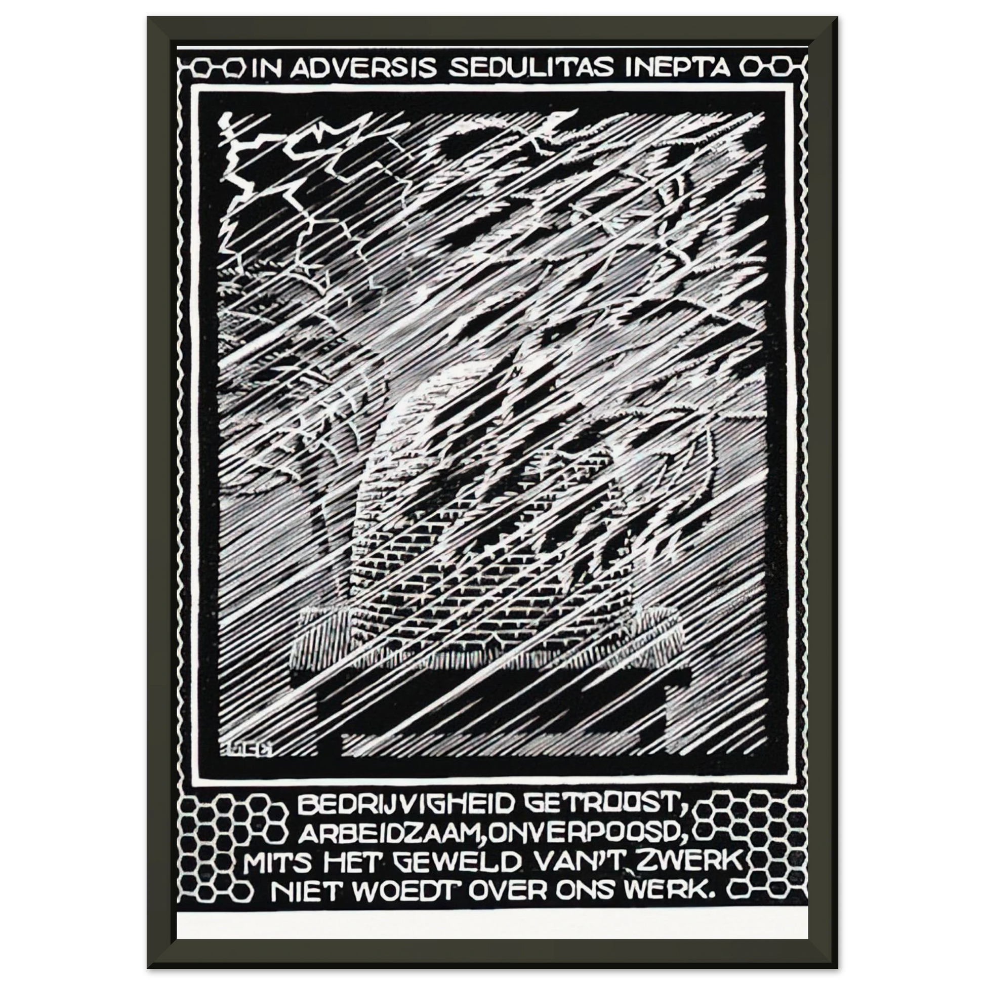 MC Escher  EMBLEMATA BEEHIVE Framed Art Print  - Aluminum Frame - 60x80 cm / 24x32 inches
