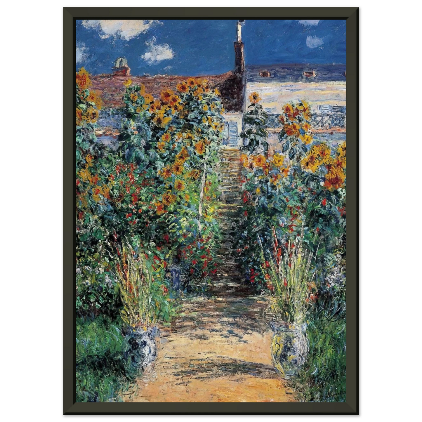 claude monet The Garden at Vetheuil Framed Art Print - Aluminum Frame - 60x80 cm / 24x32 inches
