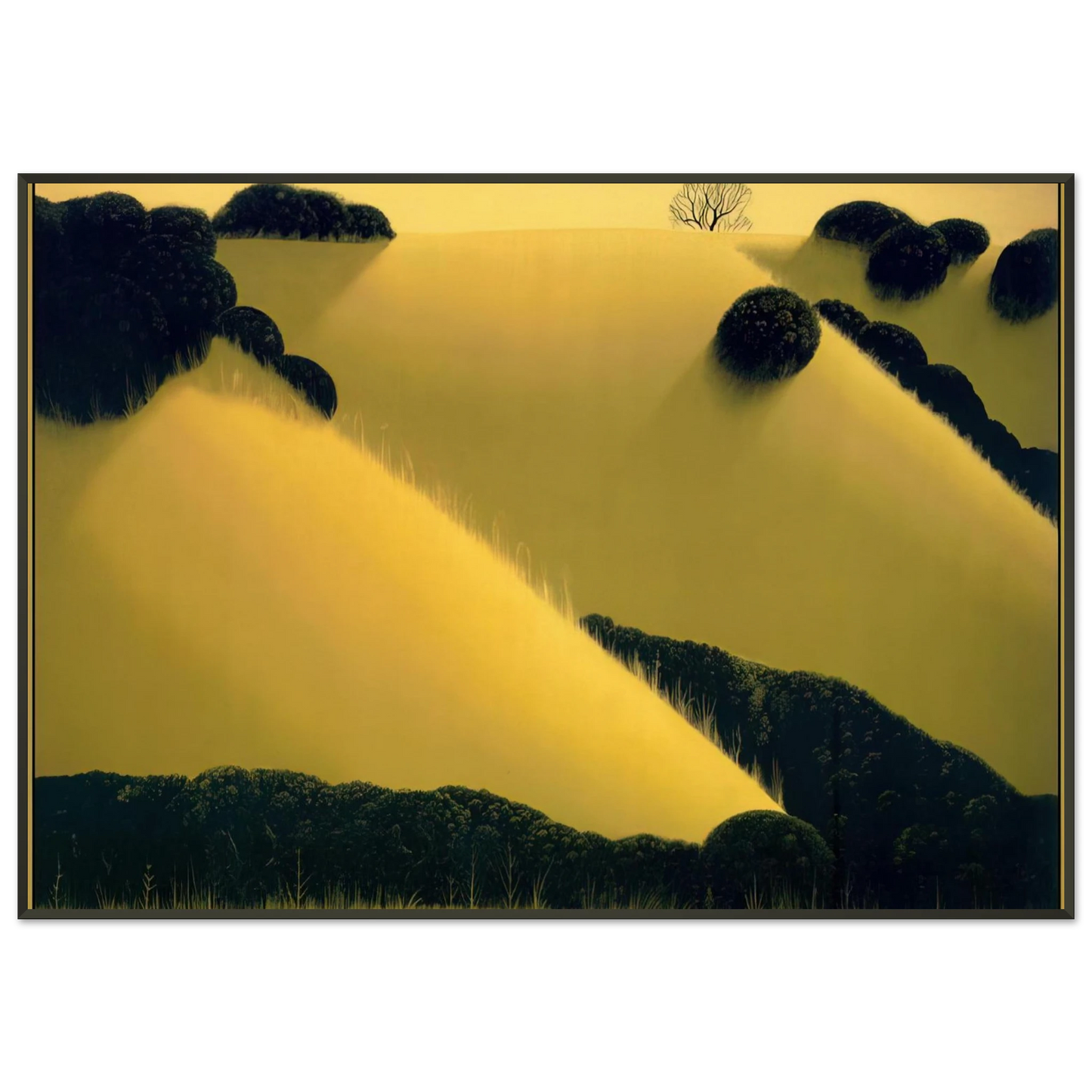 Eyvind Earle  Golden Hills Framed Art Print  - Aluminum Frame - 21x29.7 cm / 8x12"