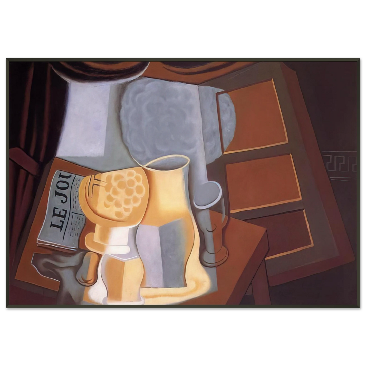 Juan Gris THE TABLE IN FRONT OF THE WINDOW 1921 Framed Art Print - Aluminum Frame - 21x29.7 cm / 8x12"