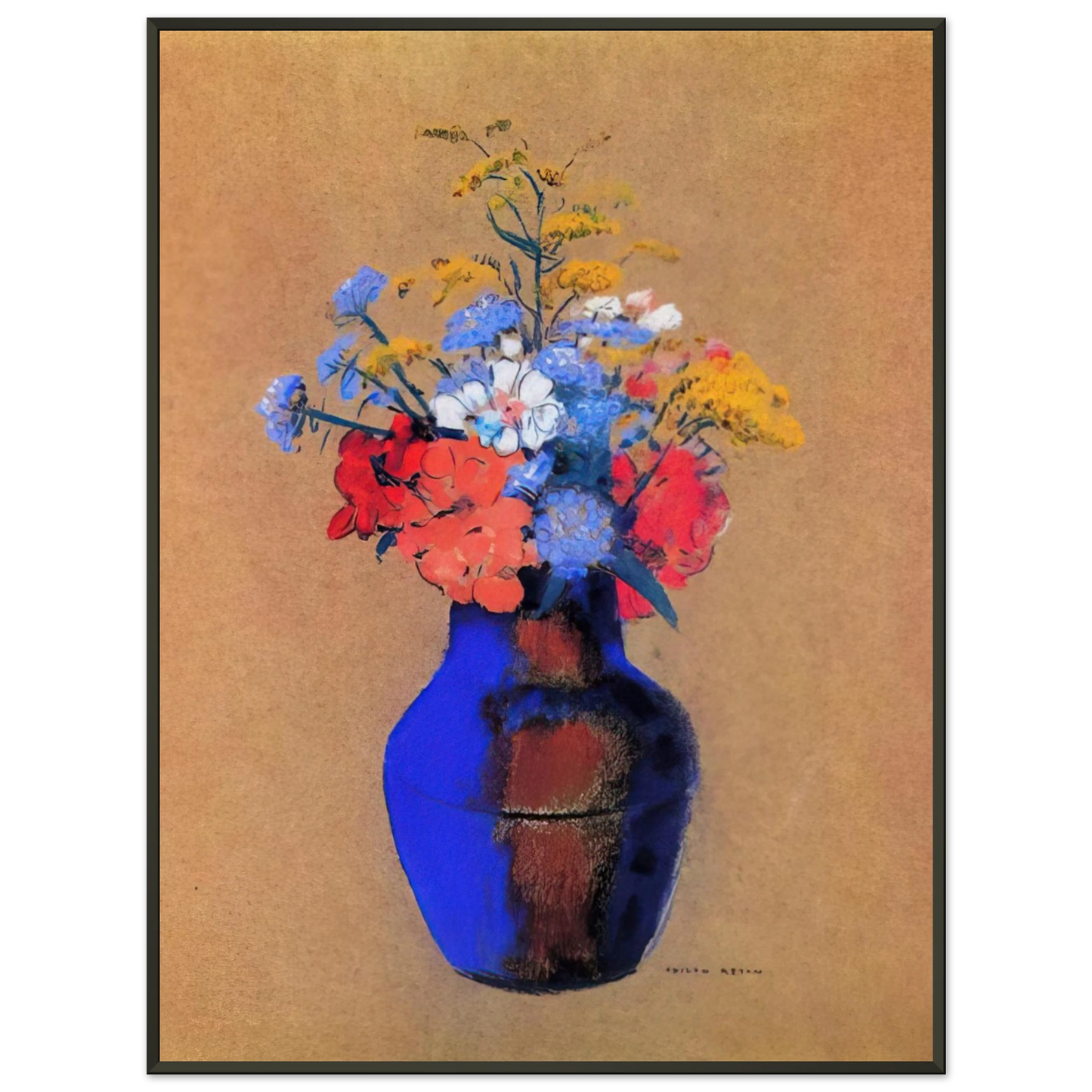 Odilon Redon WILD FLOWERS IN A VASE Framed Art Print - Aluminum Frame - 60x80 cm / 24x32 inches